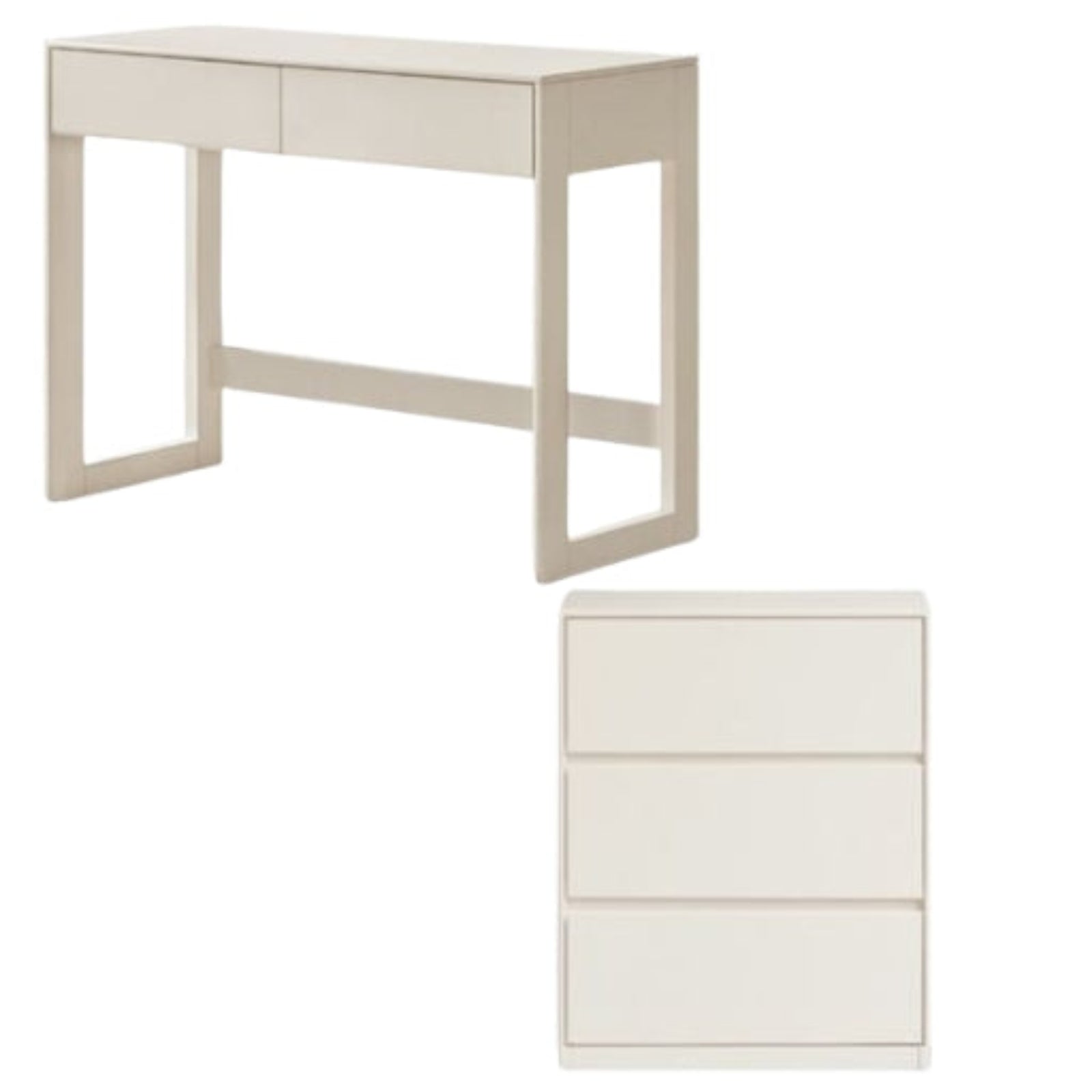 Solid Rubberwood White Cream Wind Dressing Table