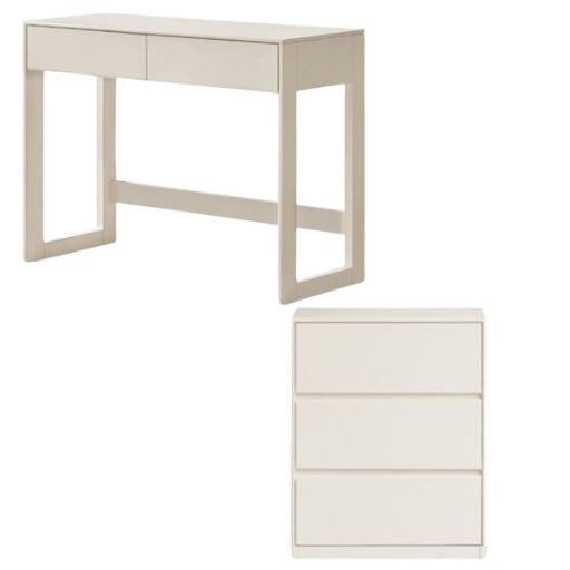 Solid Rubberwood White Cream Wind Dressing Table