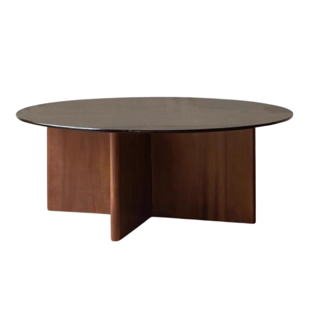 Black walnut combination round coffee table-