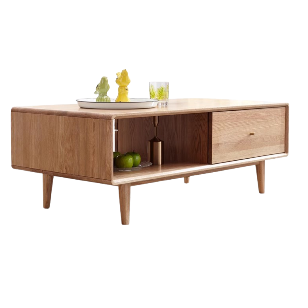 Oak solid wood multi-functional coffee table modern: