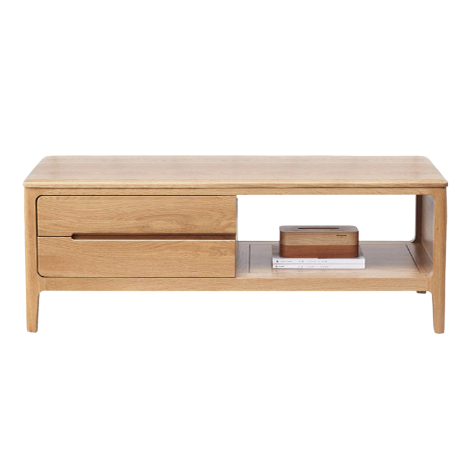 Oak, Solid Rubberwood Coffee Table Three Drawers