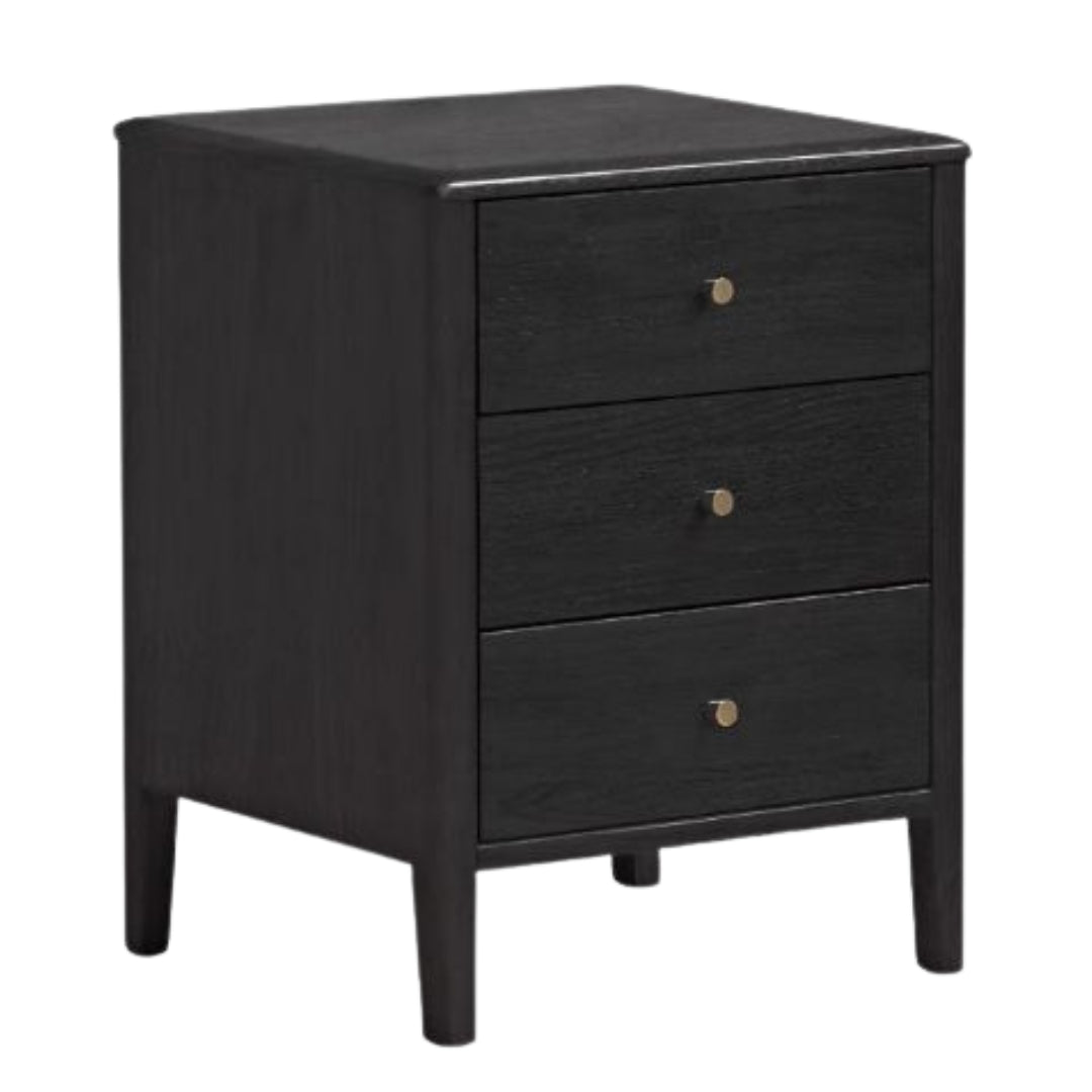 Oak Solid Wood, Solid Rubberwood Retro Smoky Color Nightstand.
