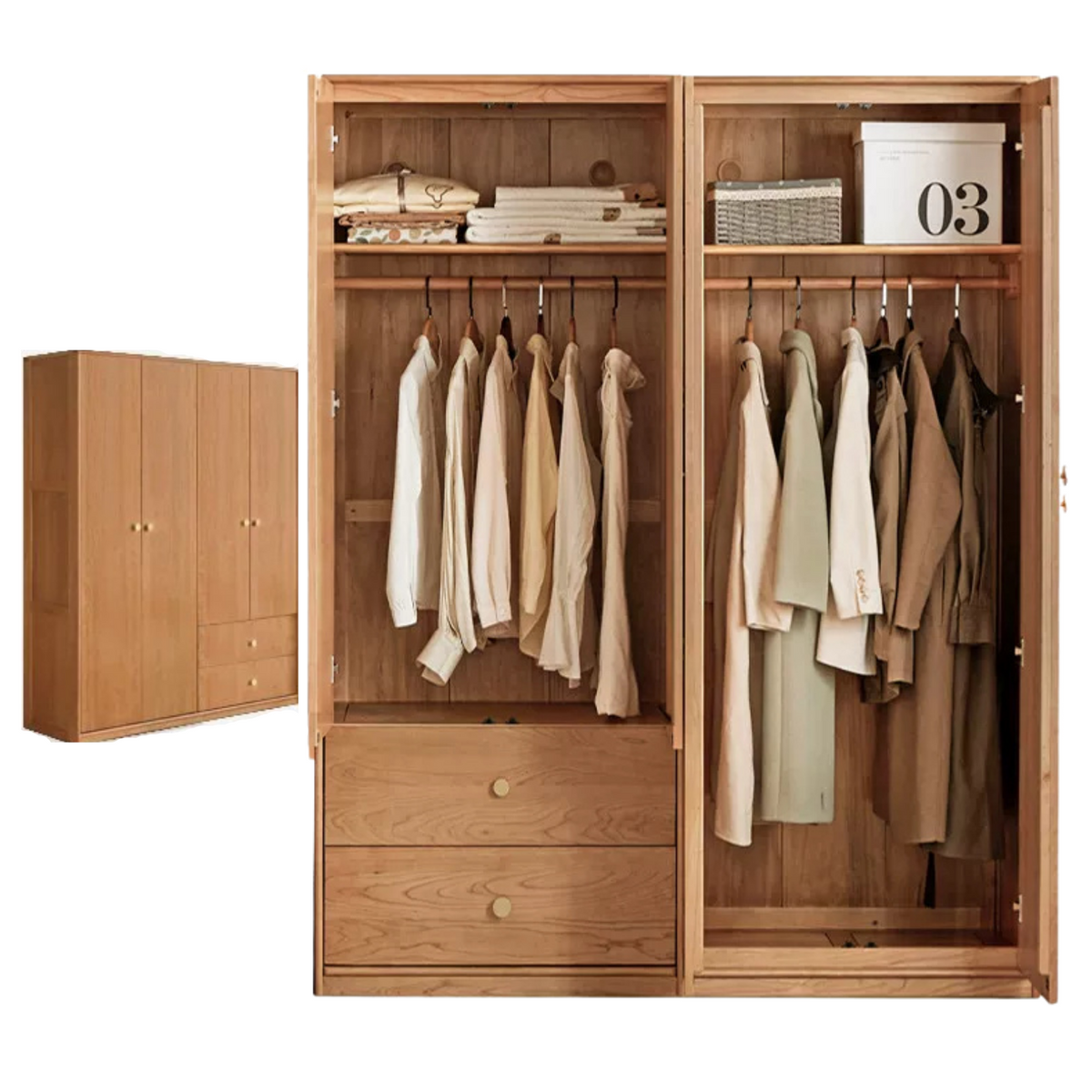 Сherry Solid Wood Exquisite Wardrobe