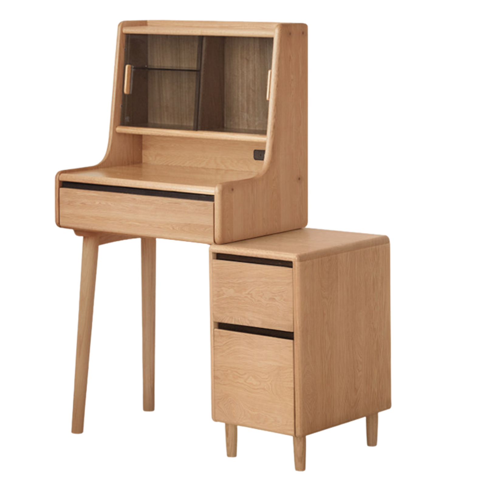 Oak, Ash Solid Wood Vanity Table Shelf Integrated.