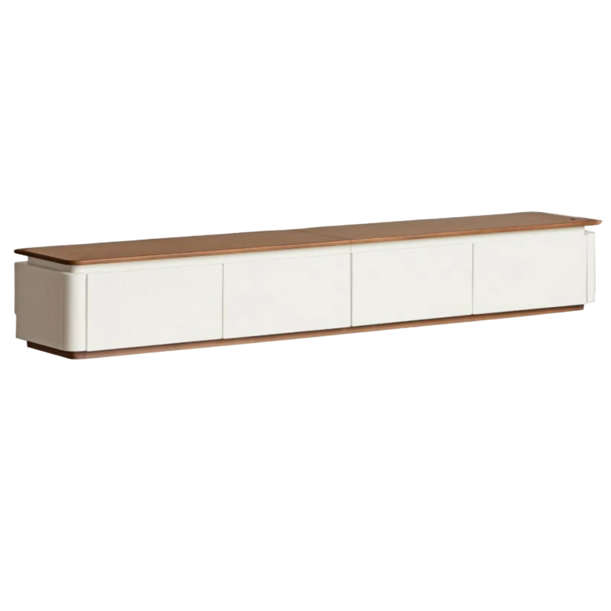 Solid RubberWood TV Stand with Two-Tone Color Block Design and Built-In Ambient Light
