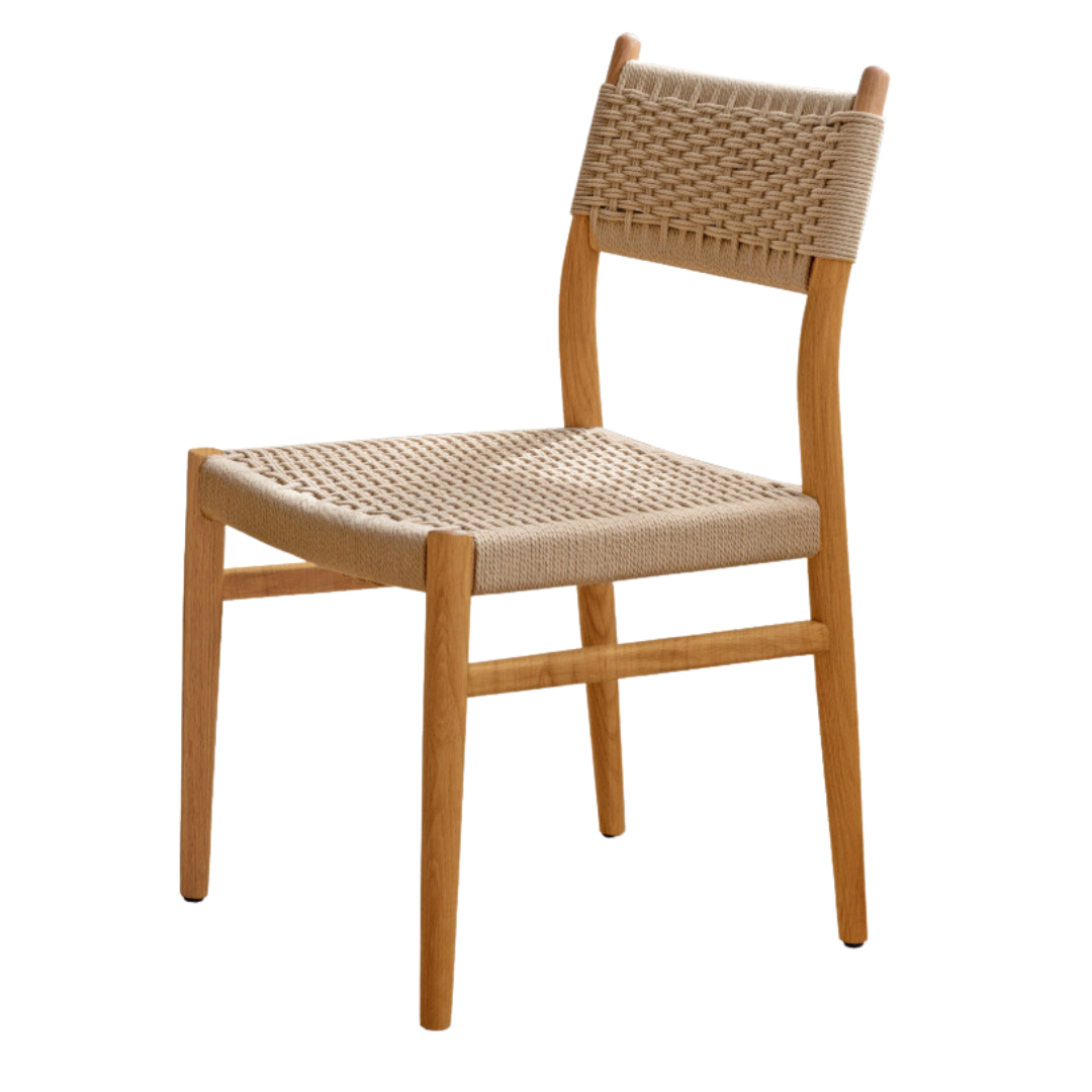 Oak, Cherry Solid Wood Rope Dining Chair