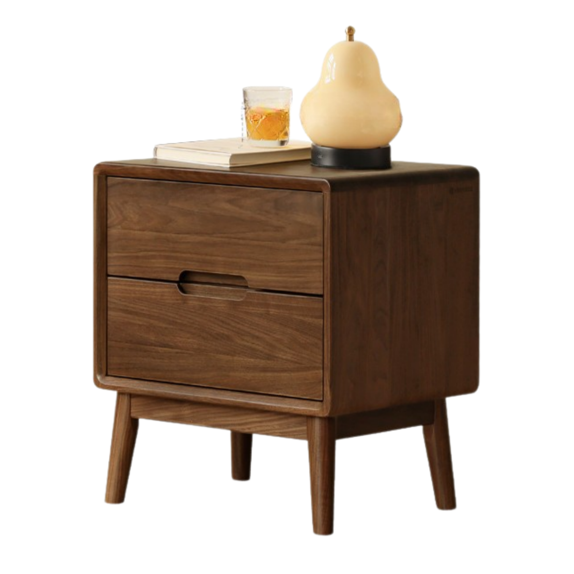 Black Walnut, Sandalwood Solid Wood Nightstand Storage)