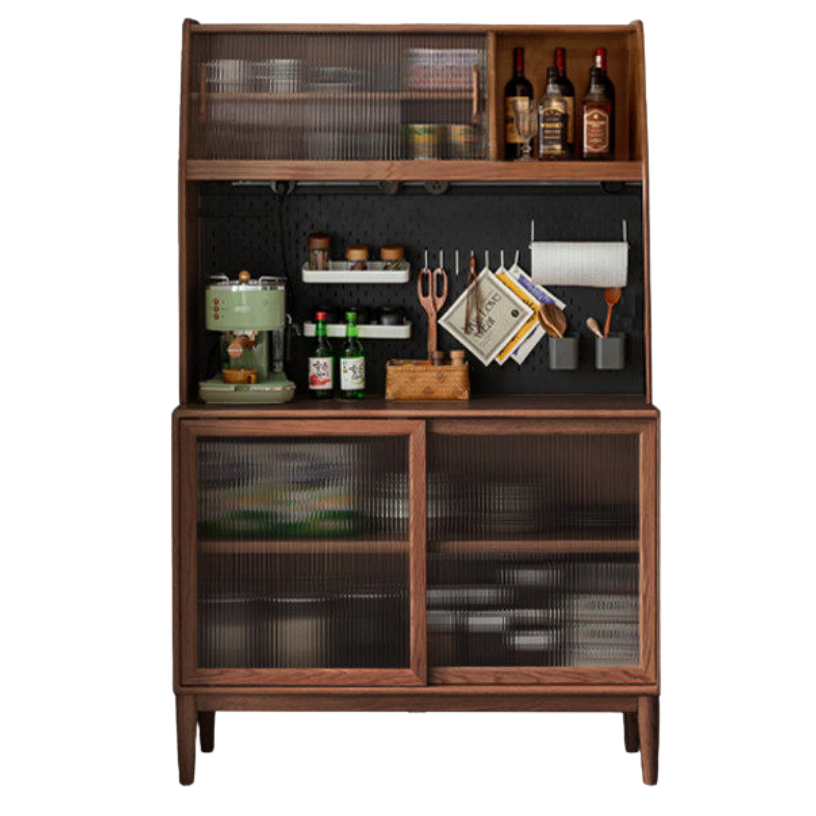 Ash Solid Wood Sideboard High Wine Cabinet Buffet