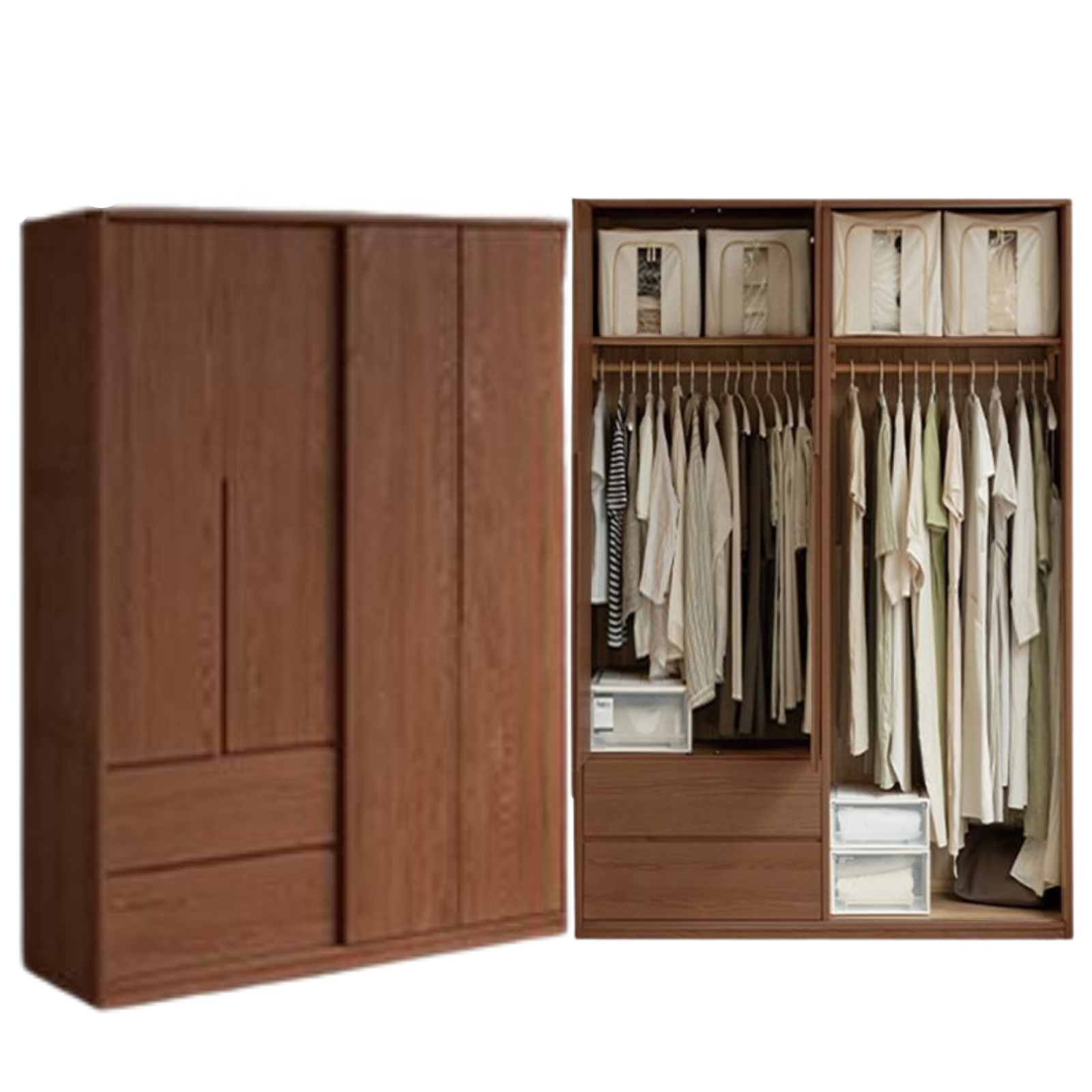Oak Solid Wood Modern Style Wardrobe
