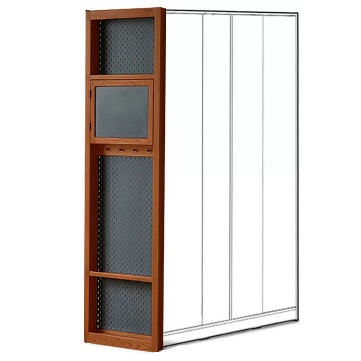 Poplar, Tulipwood Solid Wood Wardrobe Retro Sliding Door Wardrobe