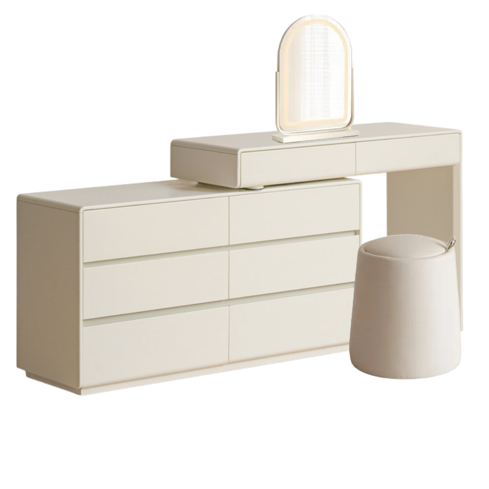 Tulipwood, Solid Rubberwood L-Shape Vanity Table.