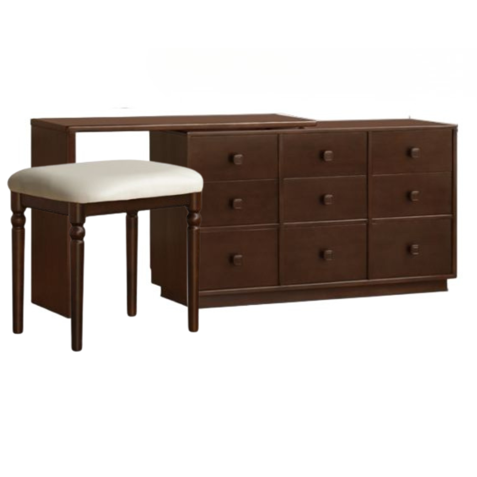 Poplar Solid Wood Retro Medieval Style Rotating Dressing Table