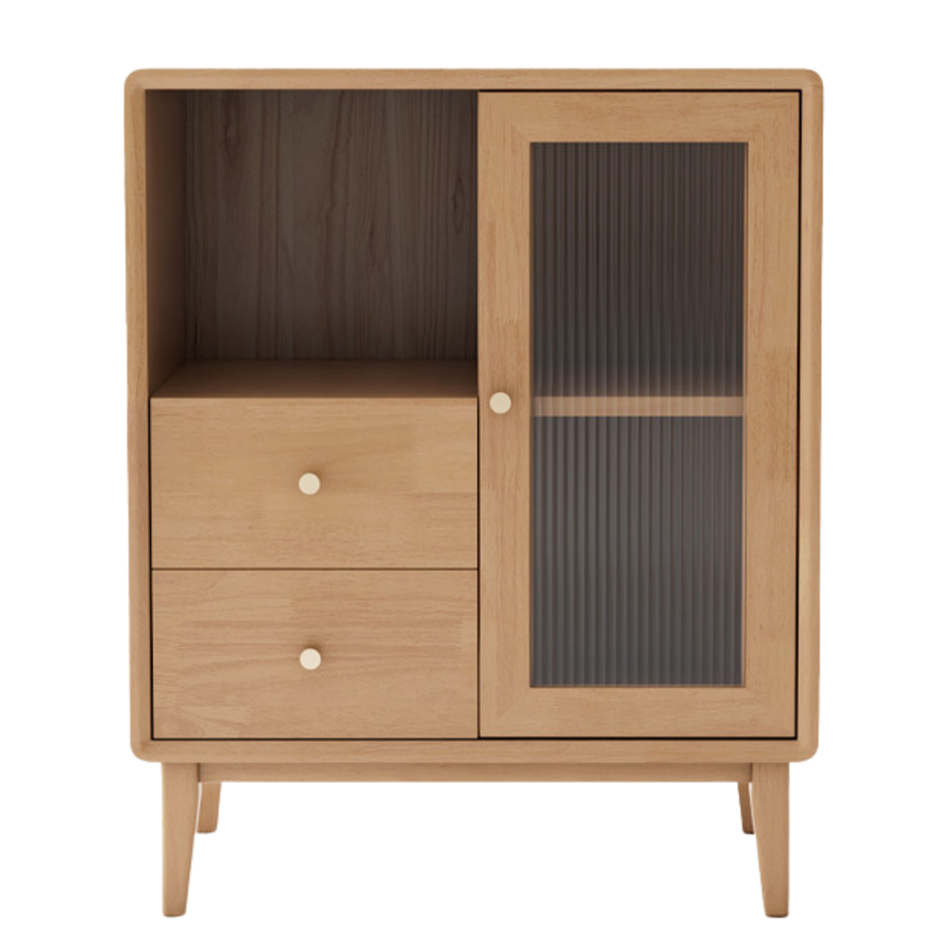 Oak, Beech Solid Wood, Solid Rubberwood Side Cabinet Nordic Style