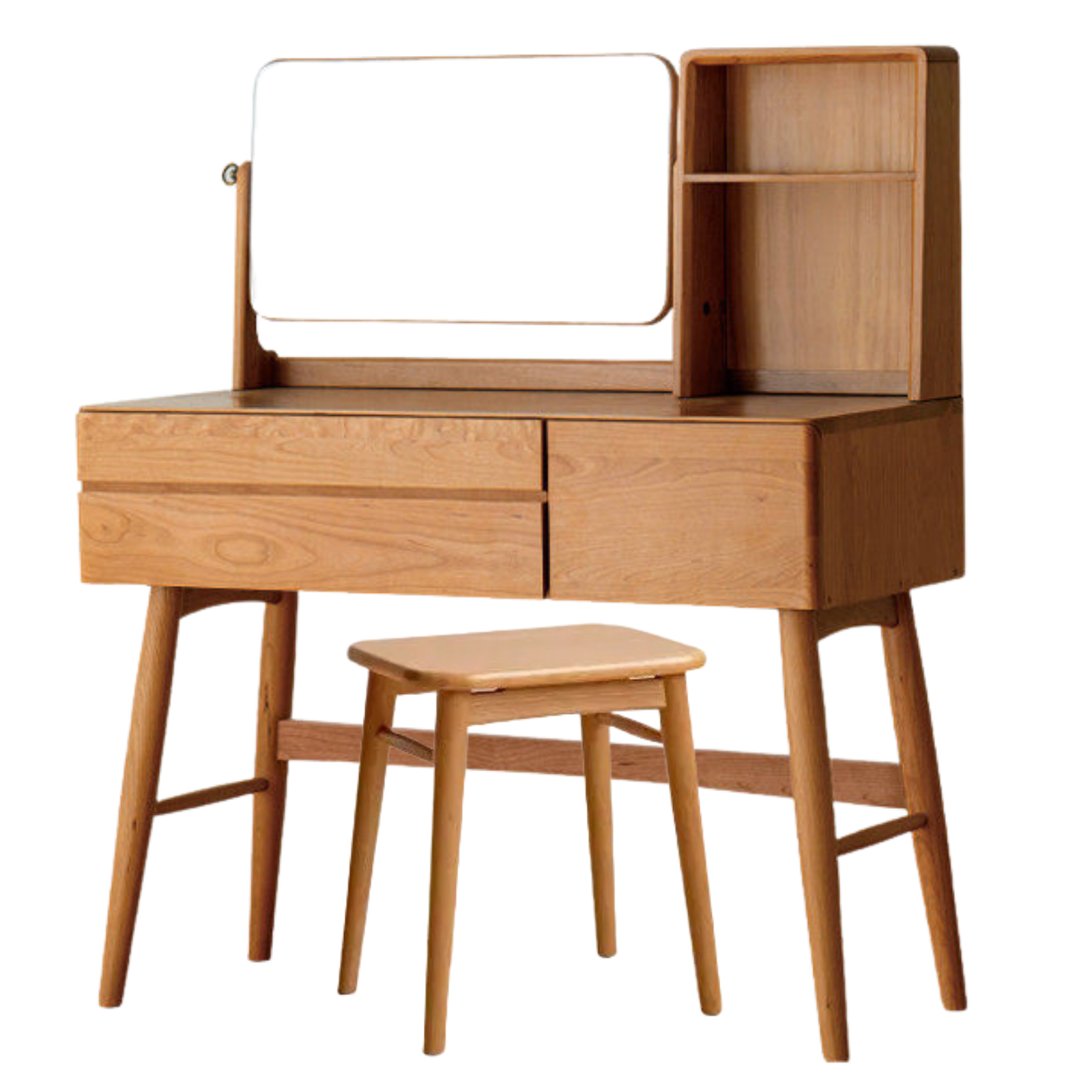 Cherry Solid Wood Vanity Table Nordic Makeup Mirror.