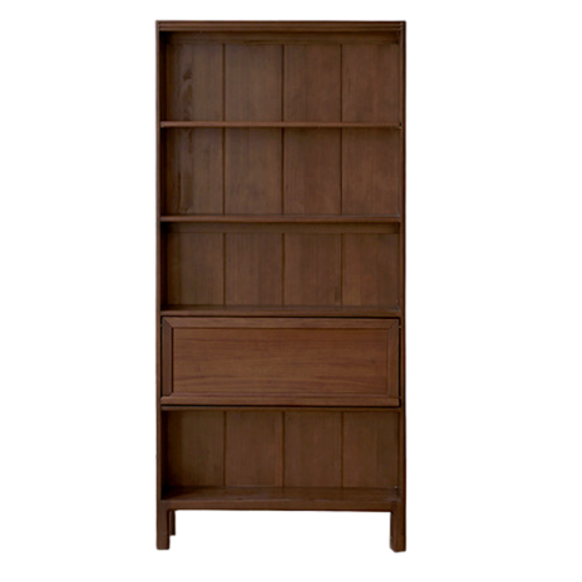 Black Walnut, Oak Solid Wood Nordic Bookcase with Glass Door