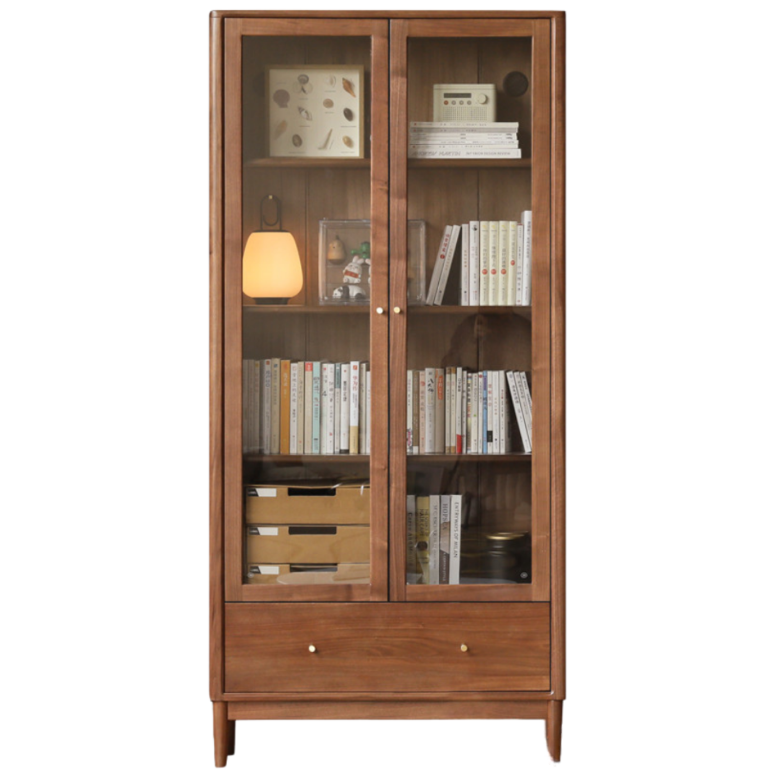 Black Walnut, Ash Solid Wood Bookcase Whole Wall Free Combination Bookshelf