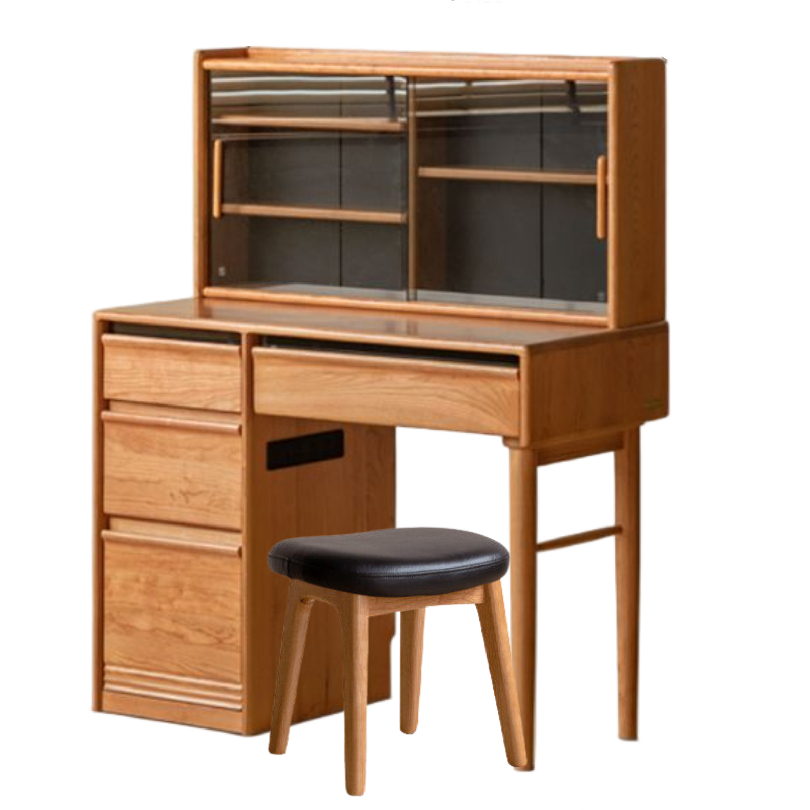 Cherry Solid Wood Retro Skeleton Line Vanity Table