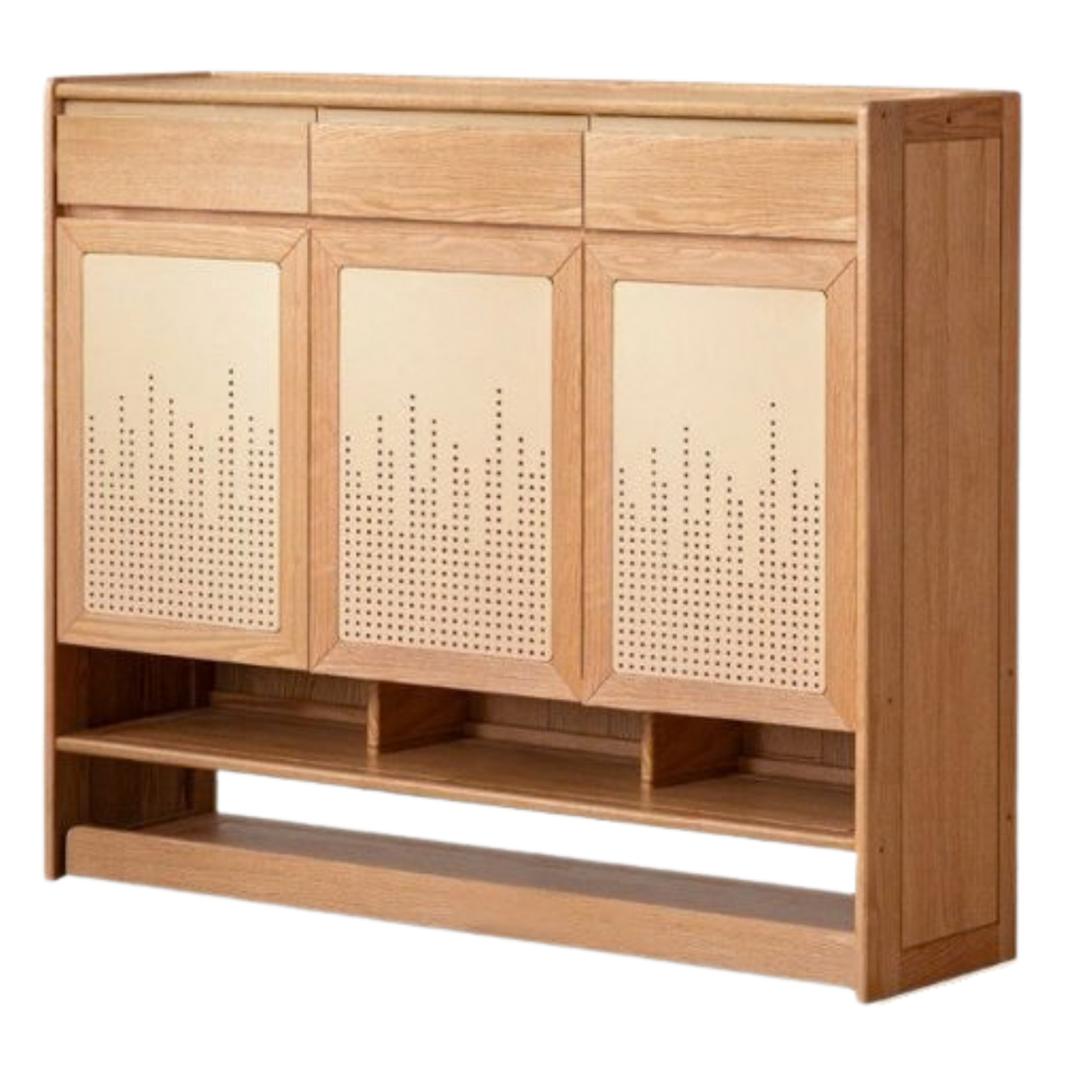 Oak Solid Wood Narrow Shoe Storage Cabinet with Pull-Out Drawer