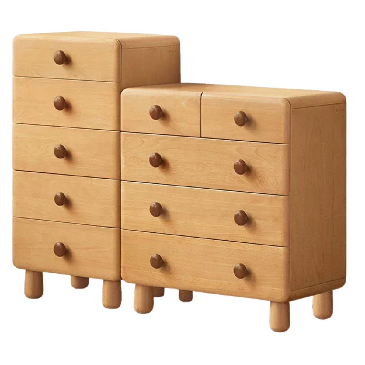 Beech Solid Wood, Solid Rubberwood Kids Combo Dresser with Round Wood Knobs
