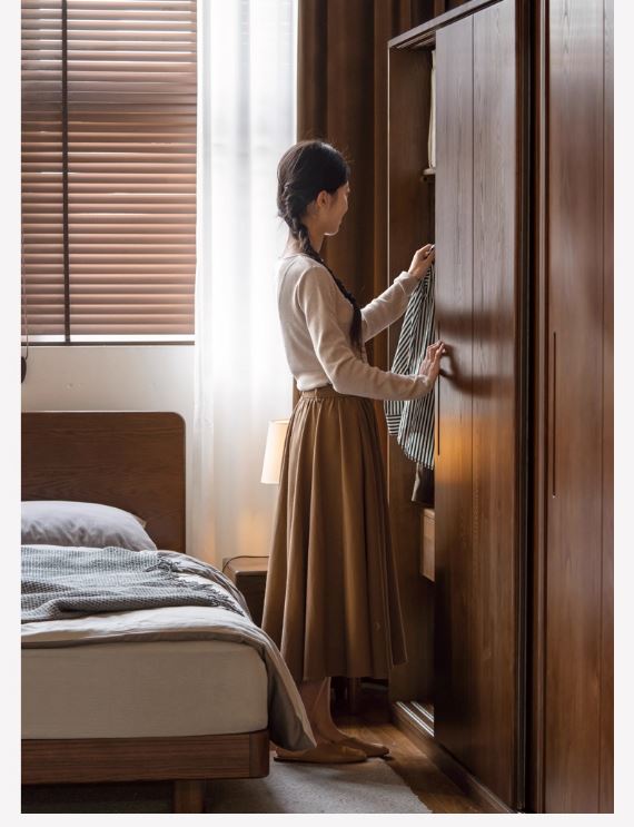 White Ash, Ash, Oak Solid Wood Wardrobe With Sliding Doors