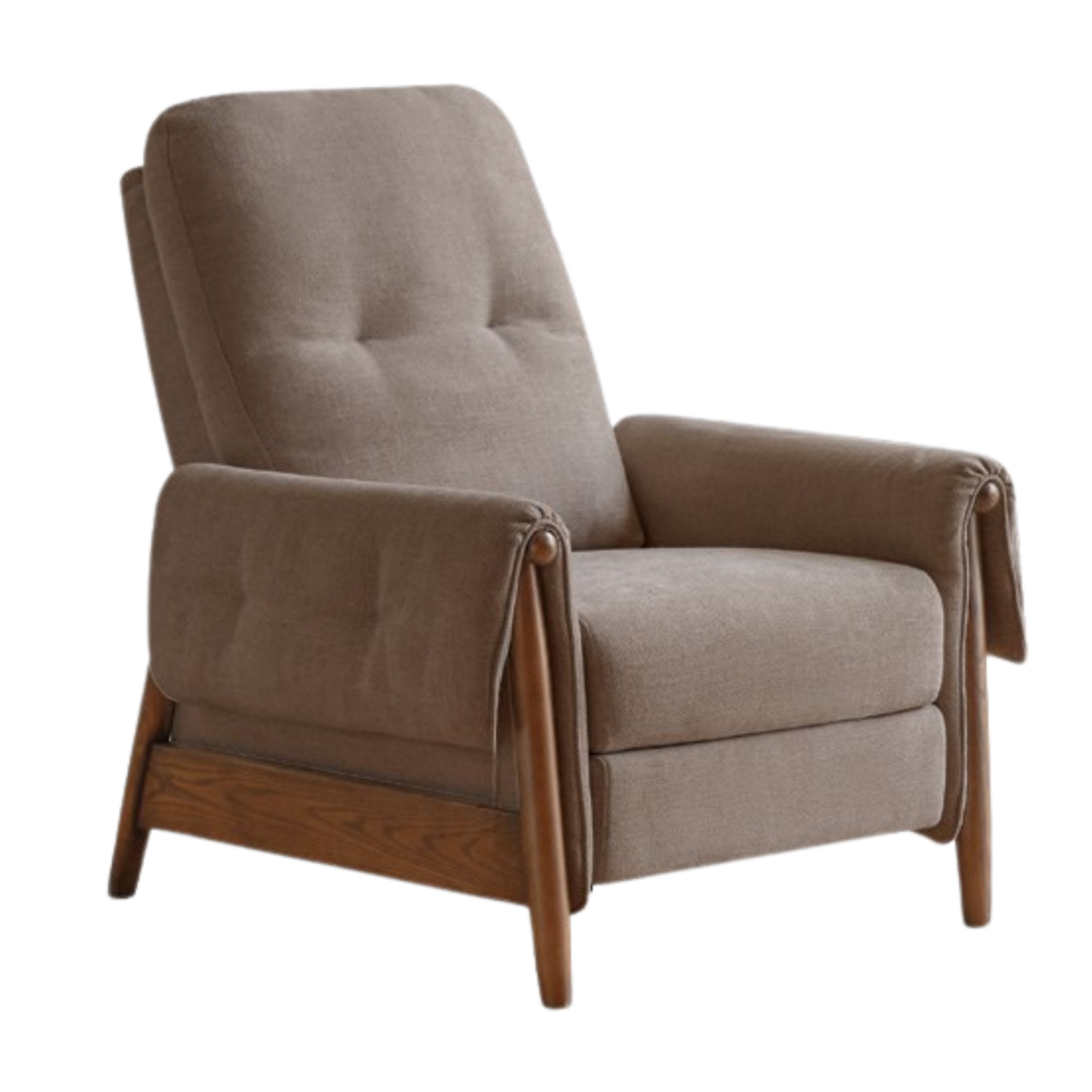 Ash Solid Wood Fabric Reclining Foldable Lounge armChair