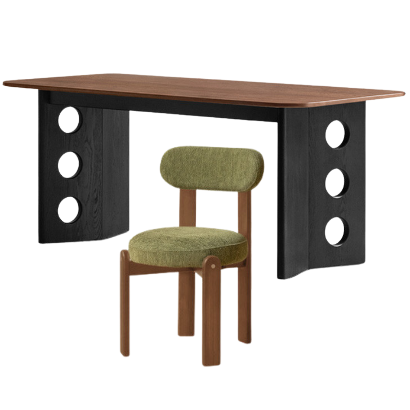 Black Walnut, Ash Solid Wood Retrо Dining Table
