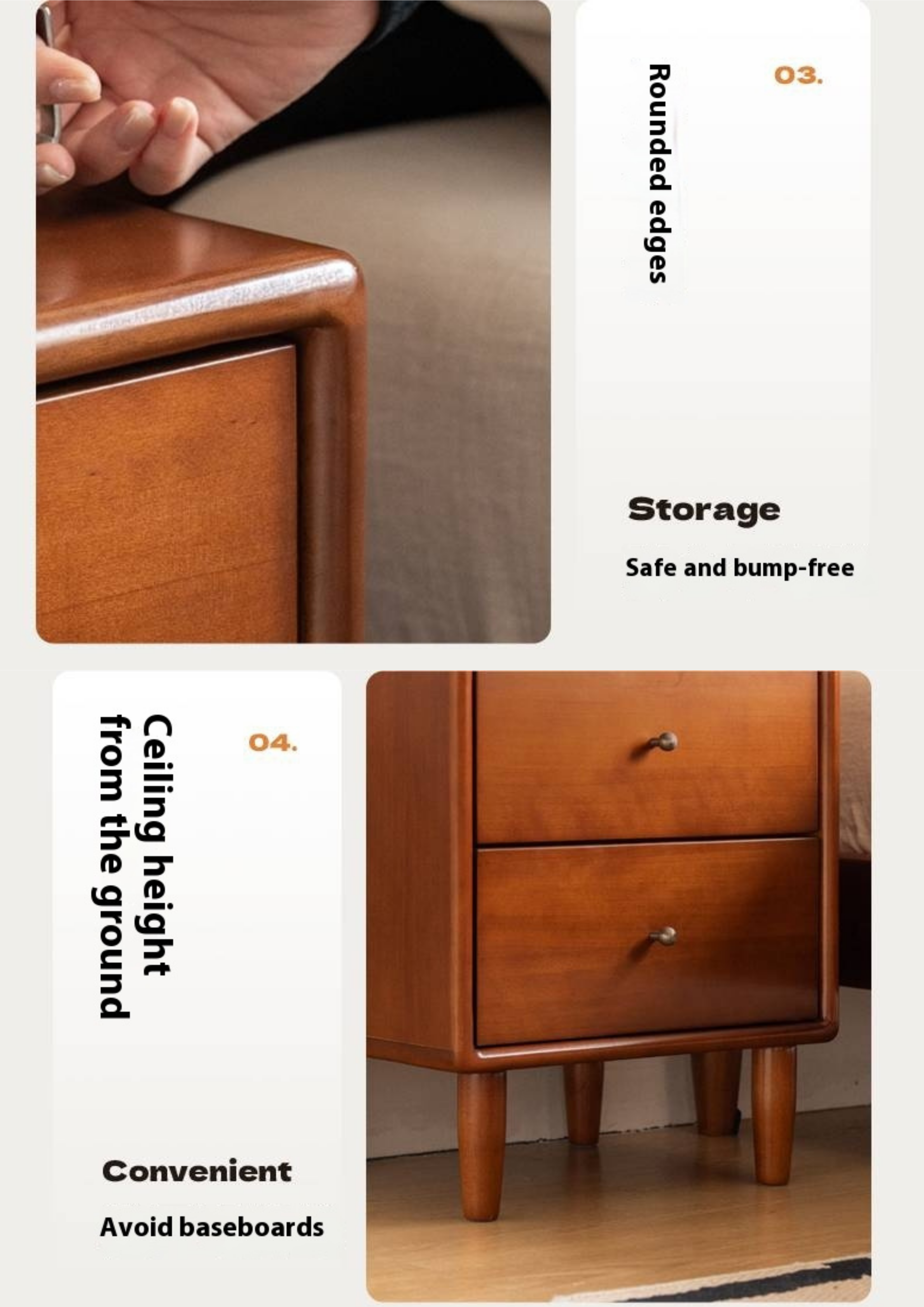 Poplar Solid Wood Antique Style Nightstand