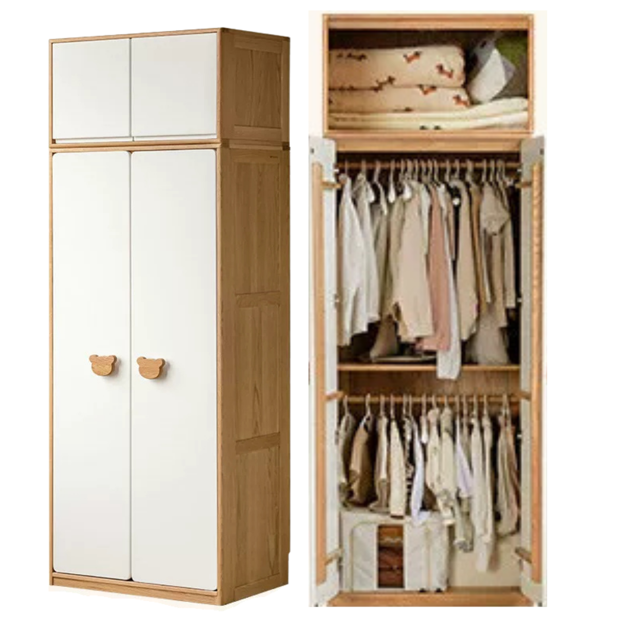 Oak Solid Wood Kids Wardrobe Combination