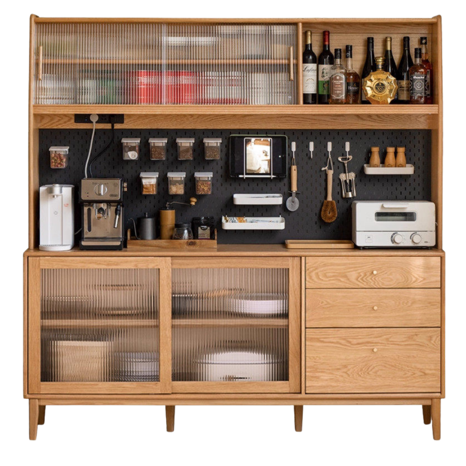 Solid Rubberwood, Oak, Beech Solid Wood Buffet Cabinet, Sideboard