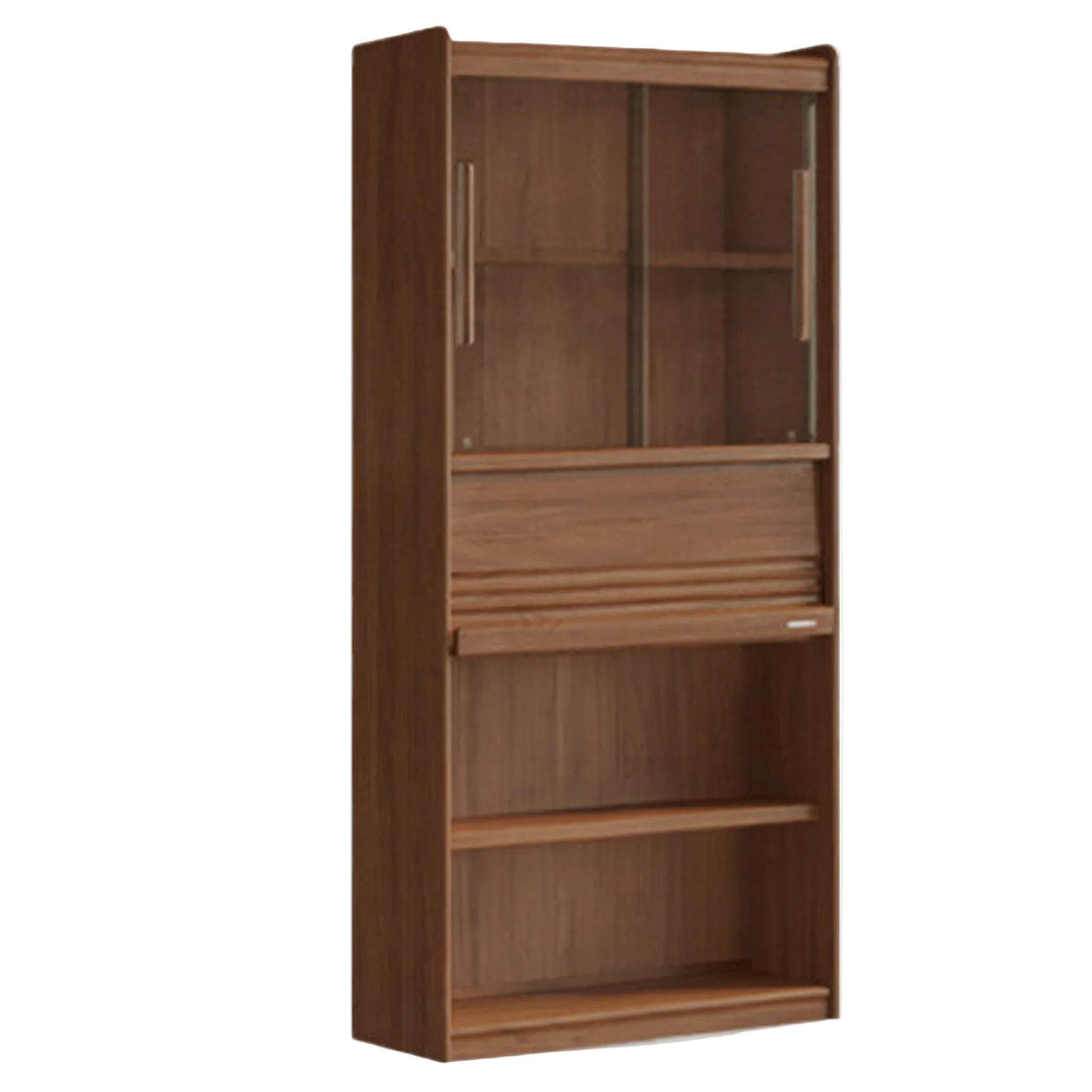 Black Walnut Solid Wood Integrated Wall Bookcase with Floor Display