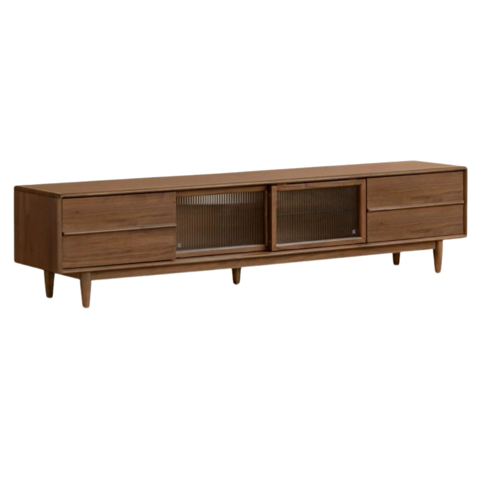 Black Walnut, Ash Solid Wood, Solid Longan Hardwood TV Cabinet with Sliding Door Storage