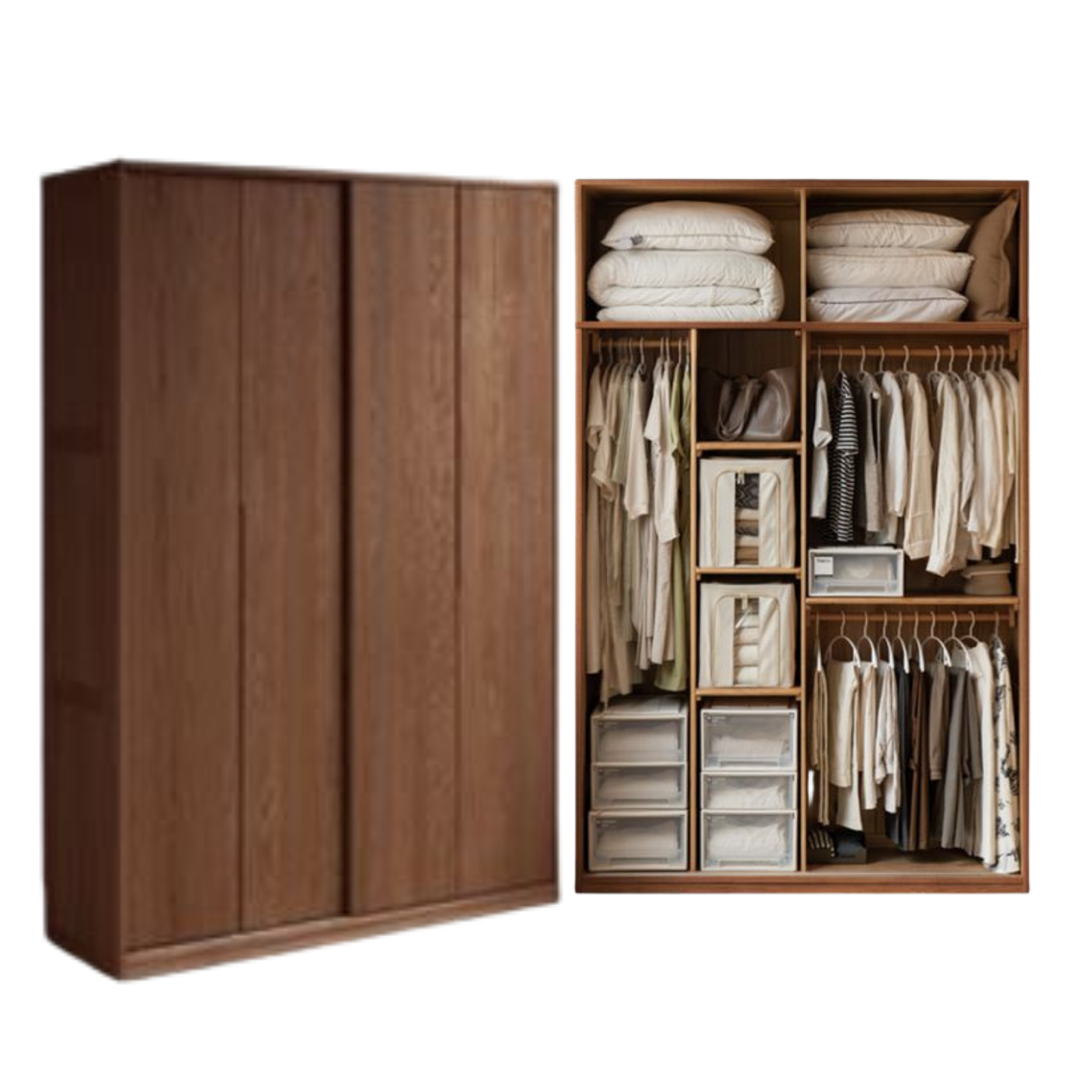 Oak Solid Wood Modern Style Wardrobe