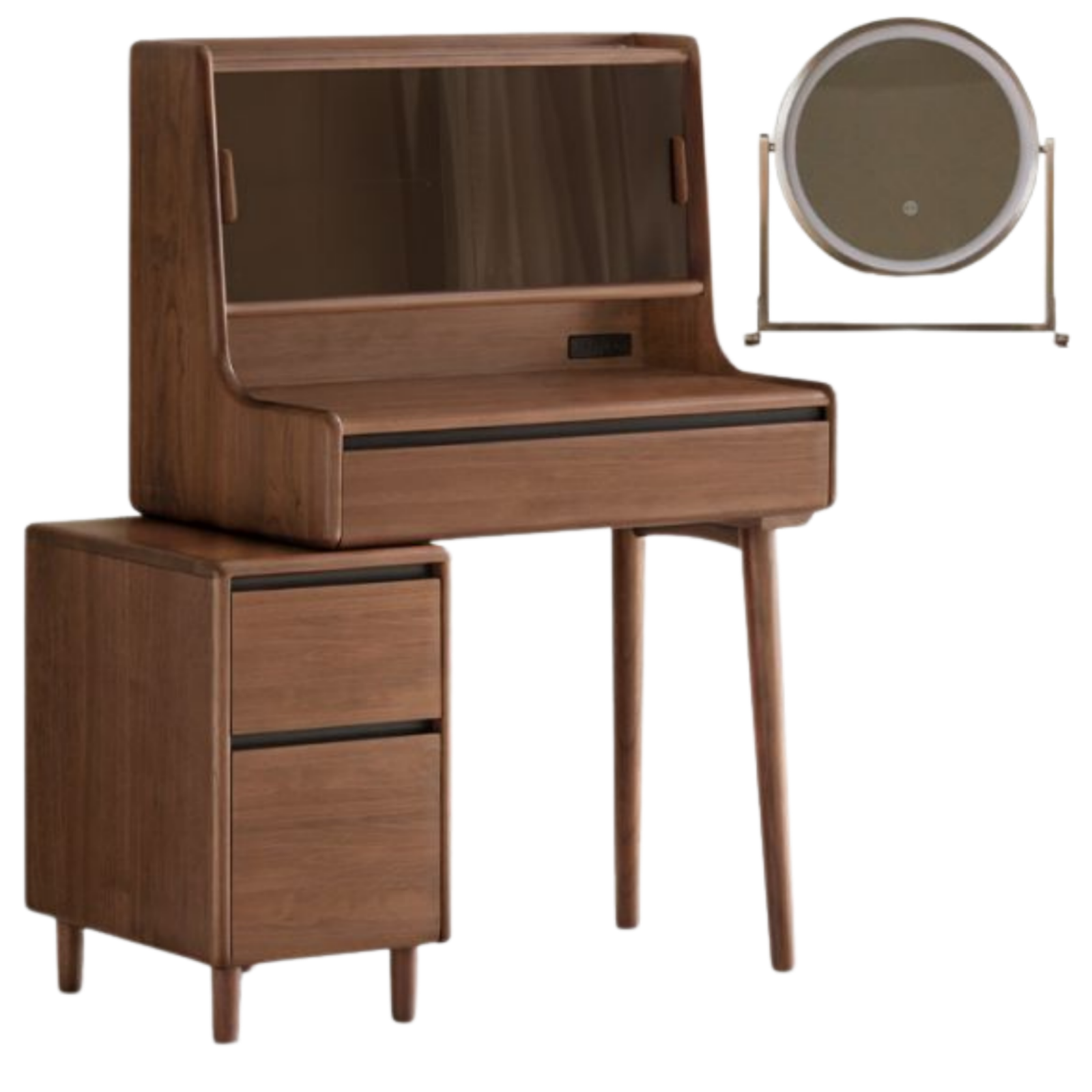 Black Walnut, Sandalwood Solid Wood Light Luxury Multifunctional Dressing Table