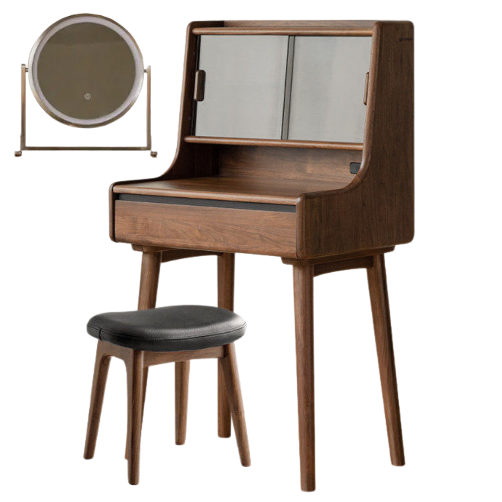 Black Walnut, Sandalwood Solid Wood Light Luxury Multifunctional Vanity Table