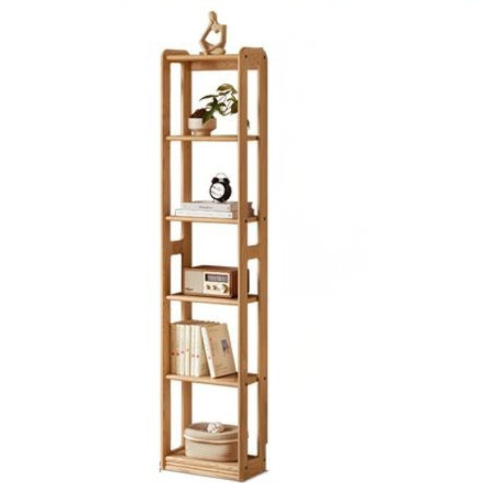 Oak, Solid RubberWood Solid Wood Ultra Thin Storage Rack