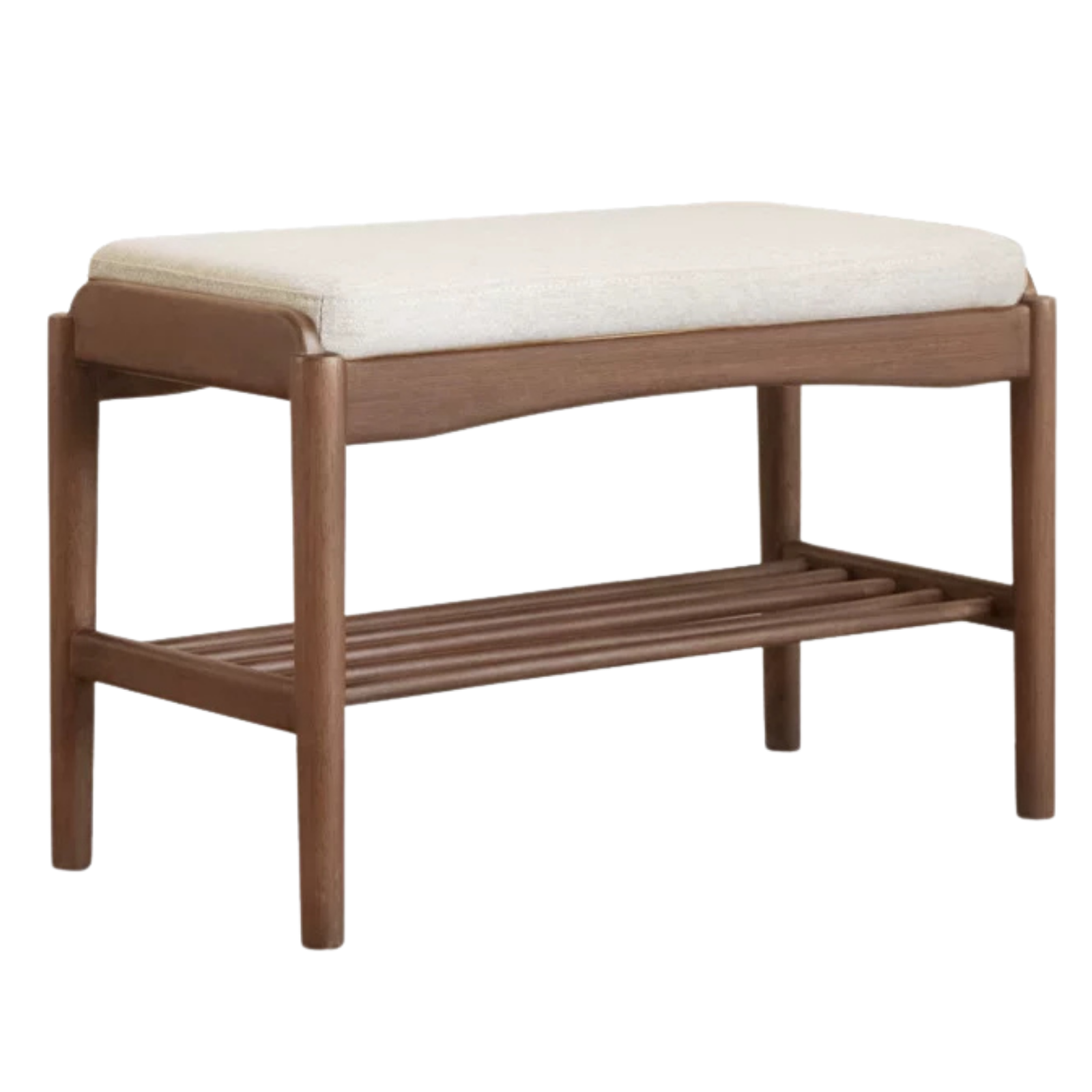 Black Walnut, Sandalwood Solid Wood Genuine leather, Fabrics Shoe Changing Stool