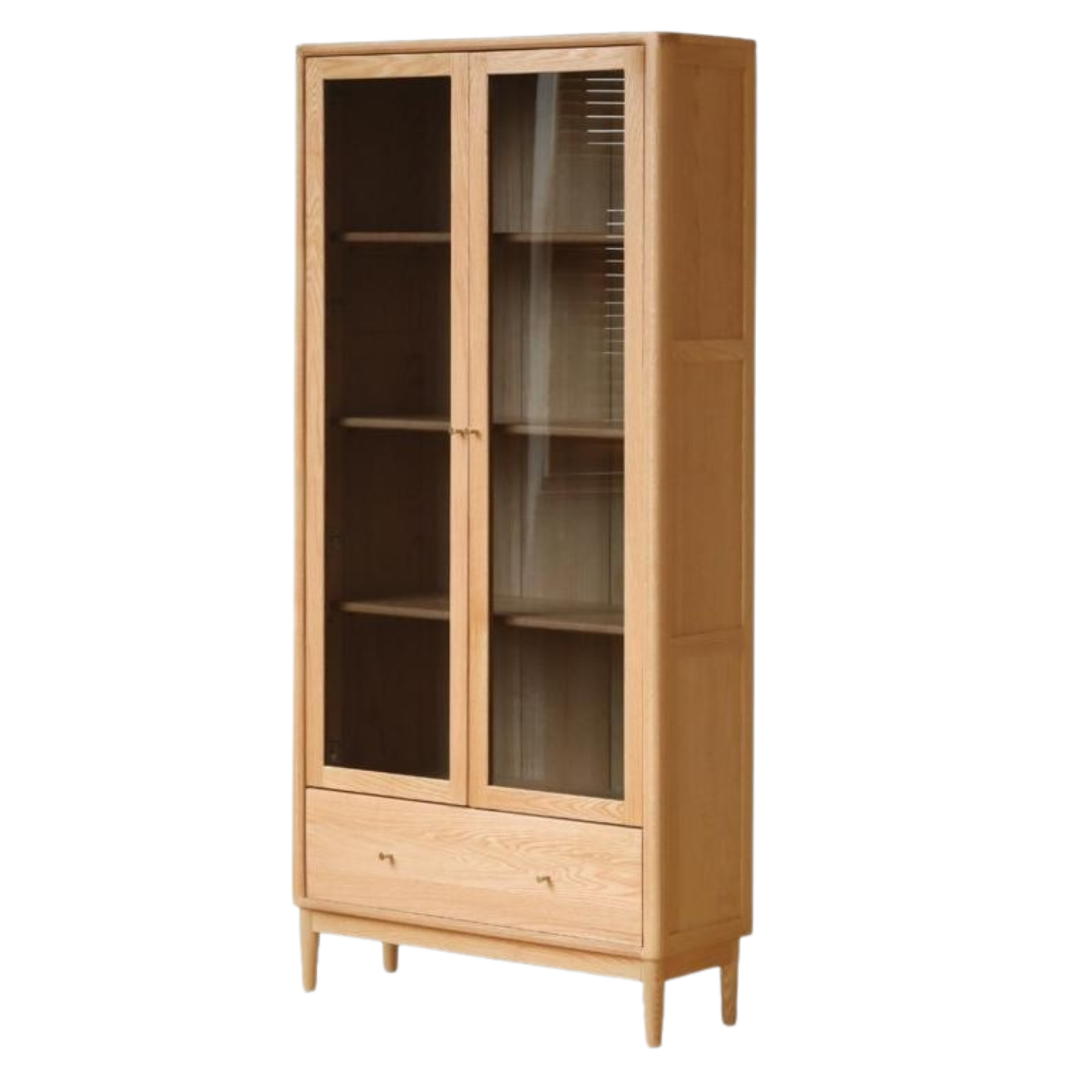Oak, Ash Solid Wood Modern Glass Door Bookcase