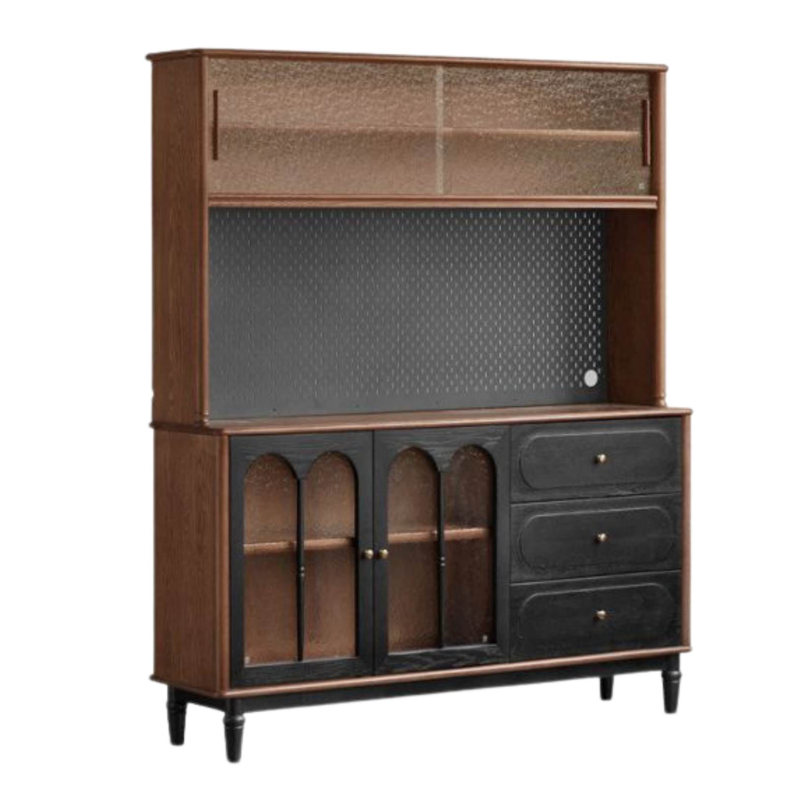 Ash Solid Wood Sideboard with American Retro Style and Storage Cabinet