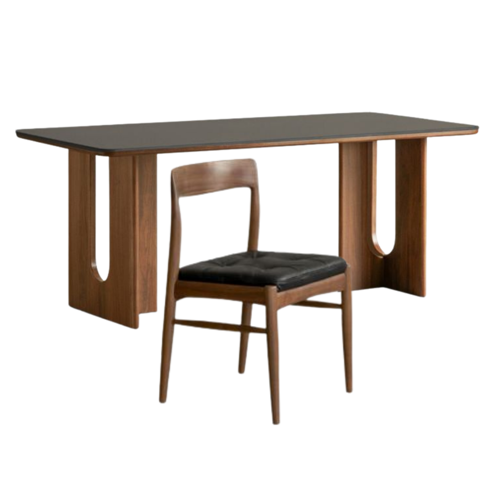 Black Walnut Solid Wood Light Luxury Style Rock Plate Dining Table