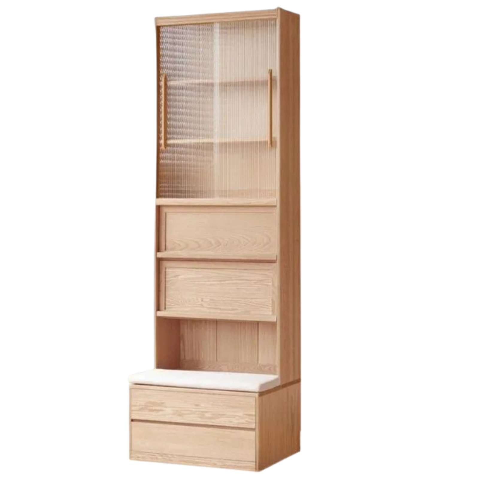 Ash Solid Wood Wall-Mounted Bookcase with Integrated Study Shelf