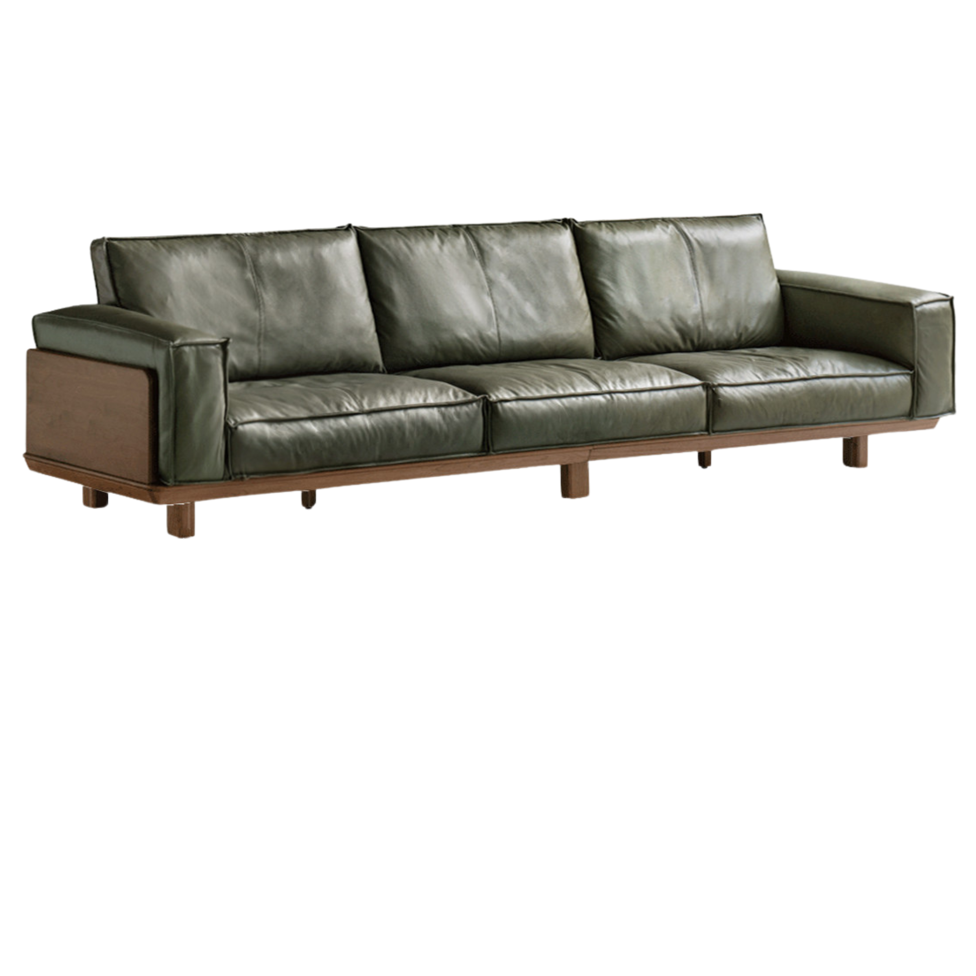 Black Walnut Solid Wood Leather Sofa