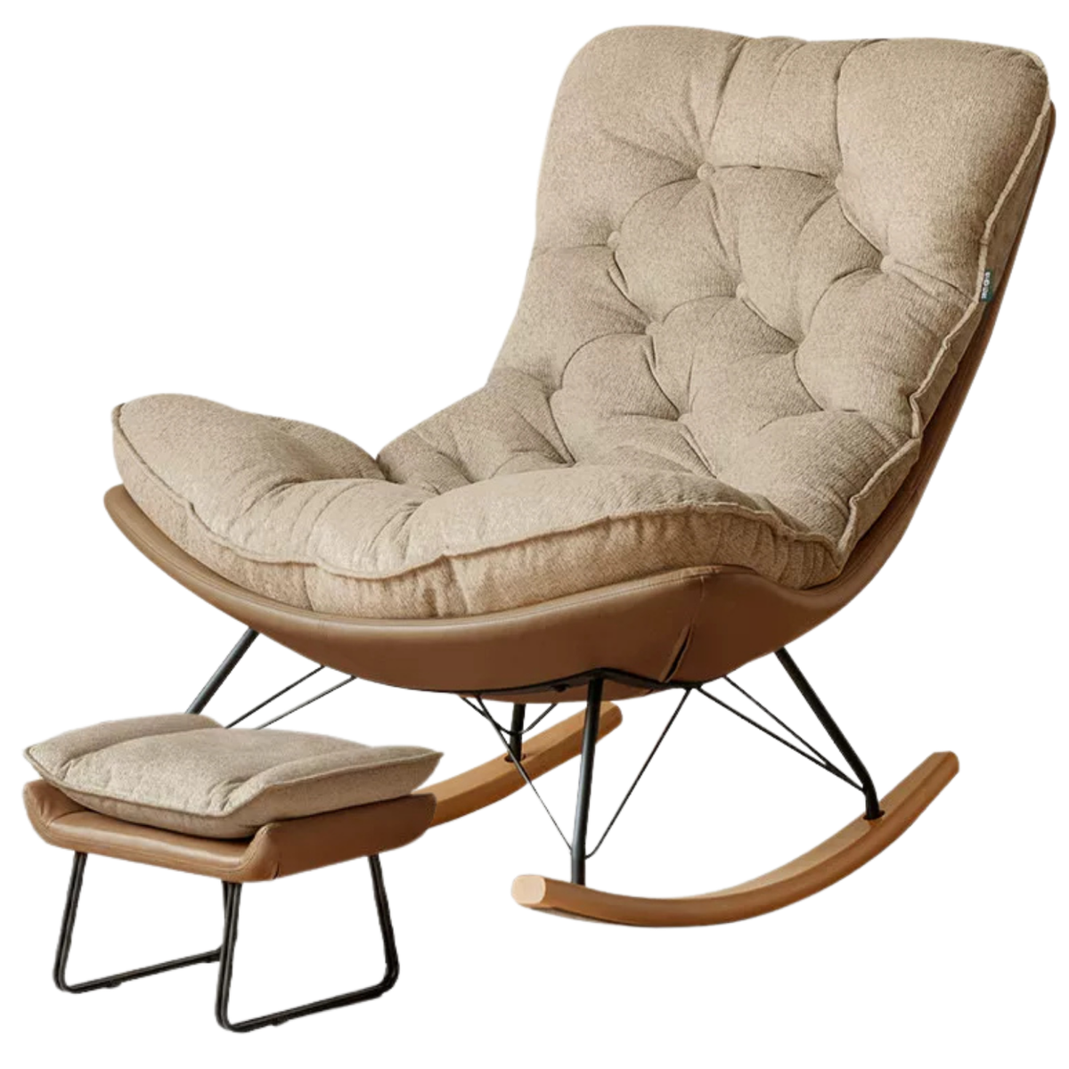 Solid Wood Modern Eggshell Rocking Chair beech legs