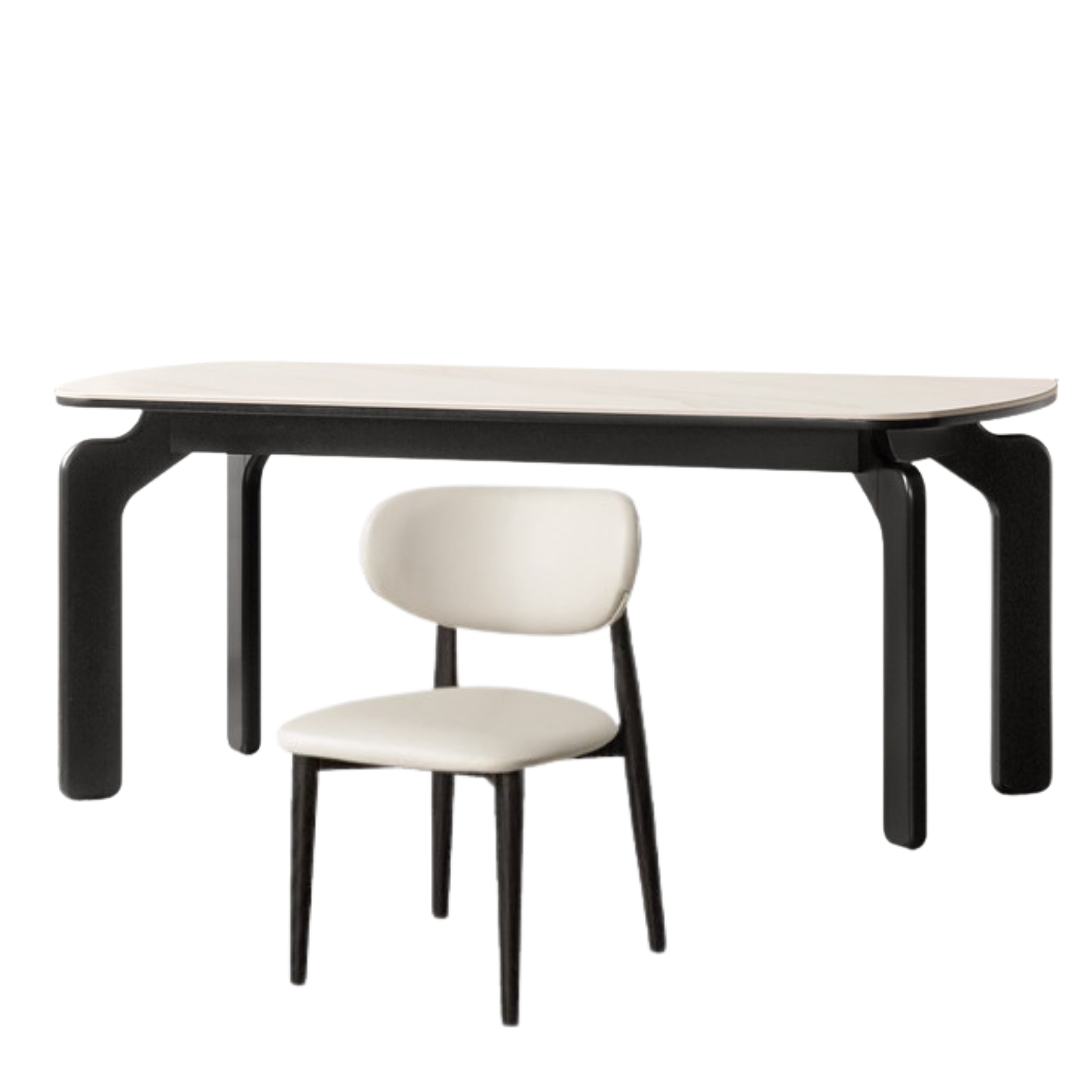 Solid Rubberwood Rock Board Dining Table