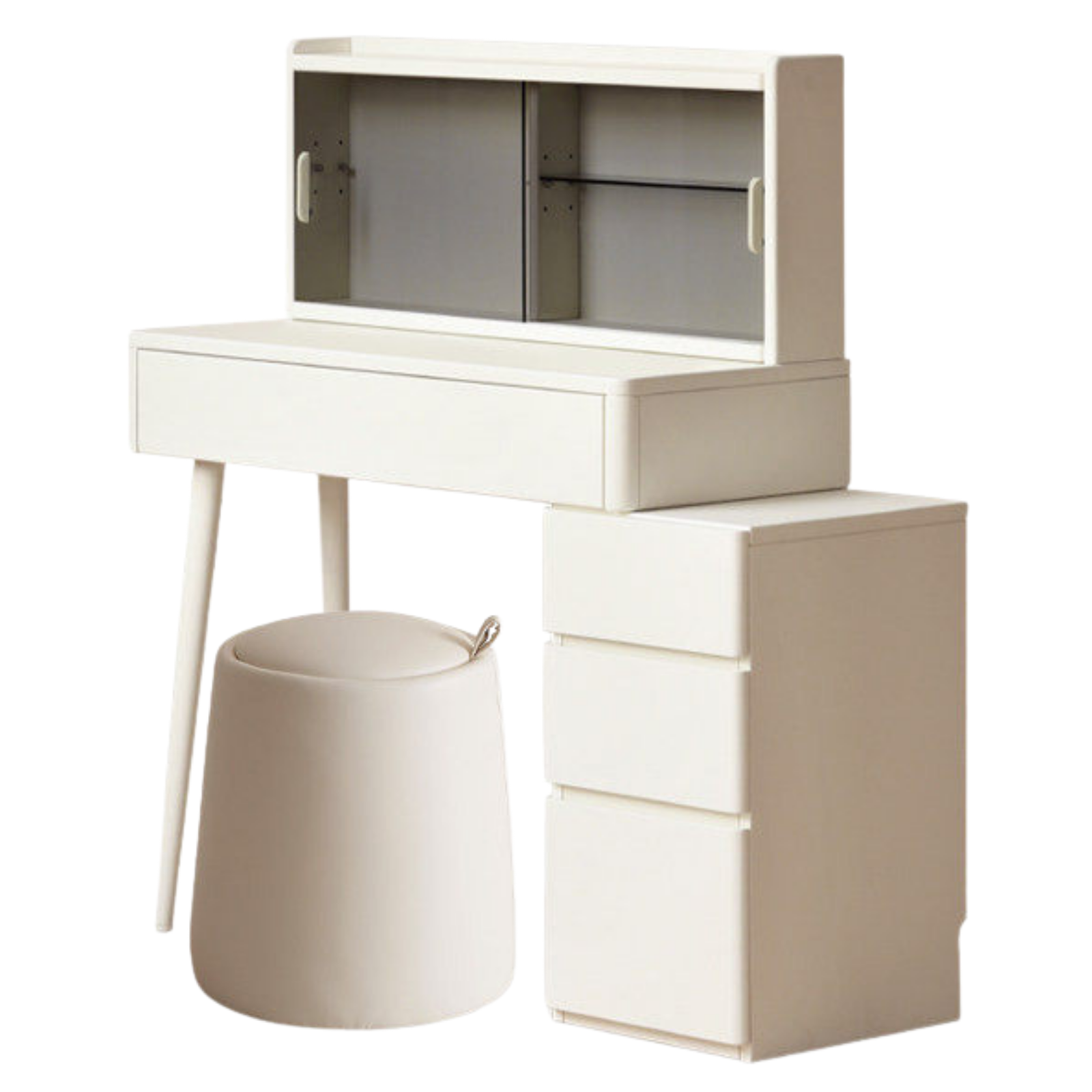 Solid RubberWood Telescopic Vanity Table + LED Makeup Mirror