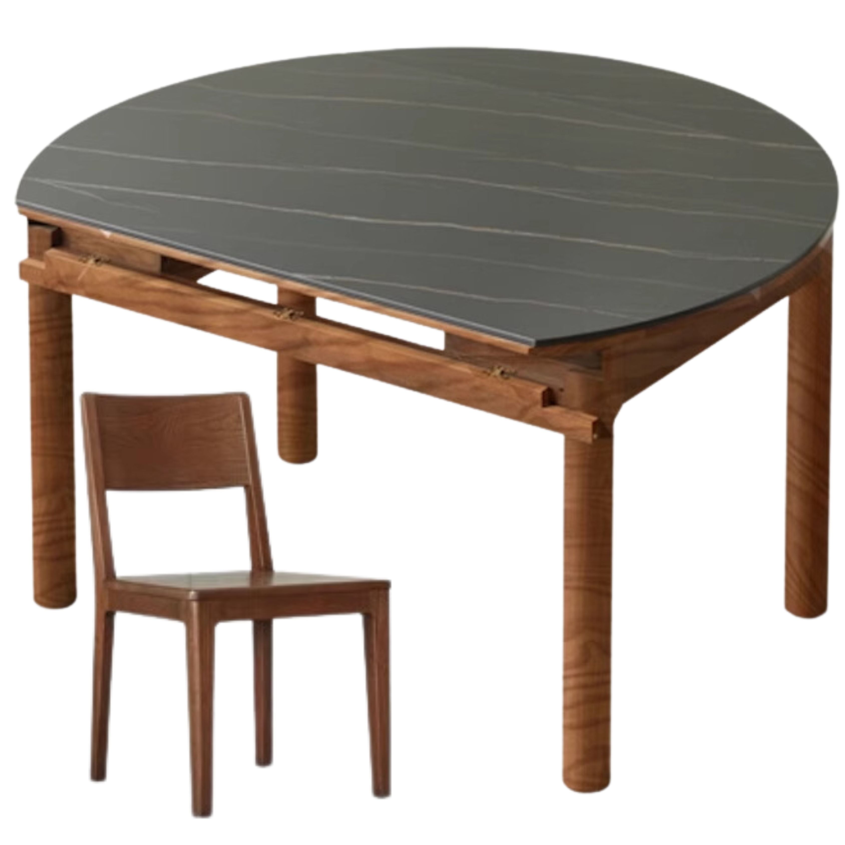 Black Walnut Solid Wood Folding Round Dining Table