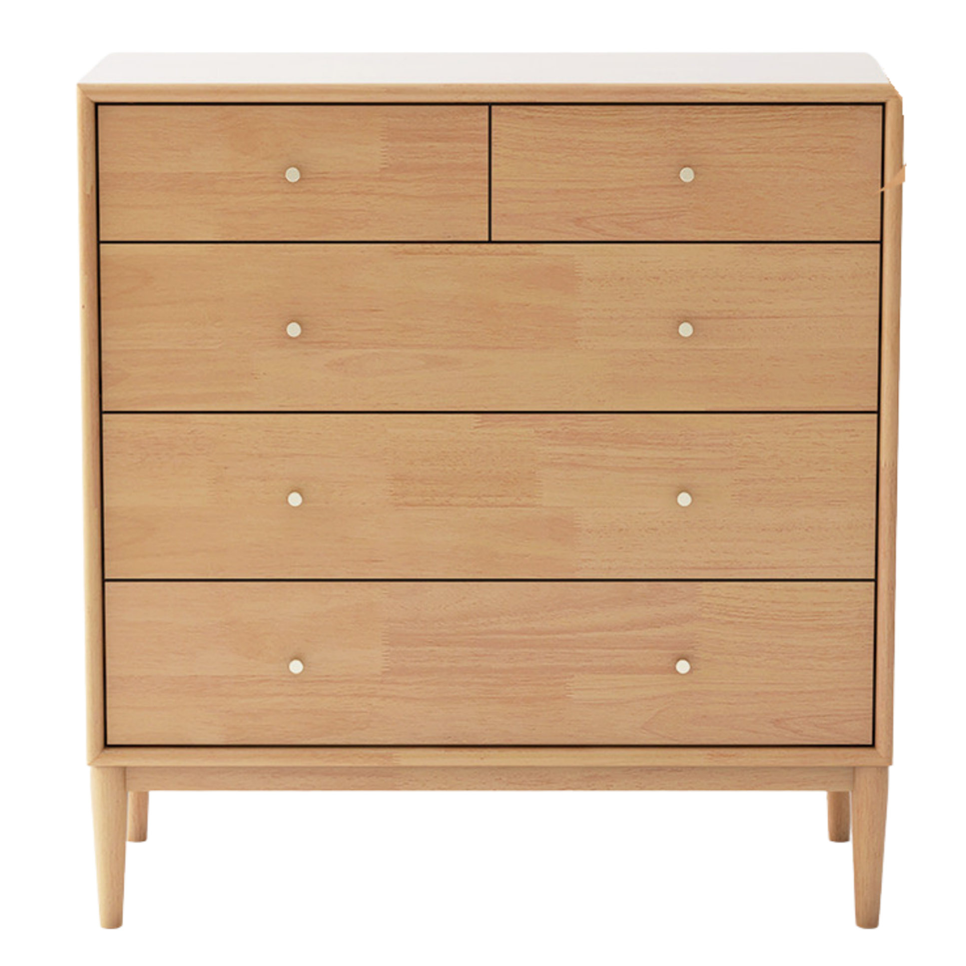 Oak Solid Wood, Solid RubberWood Nordic Chest of Drawers