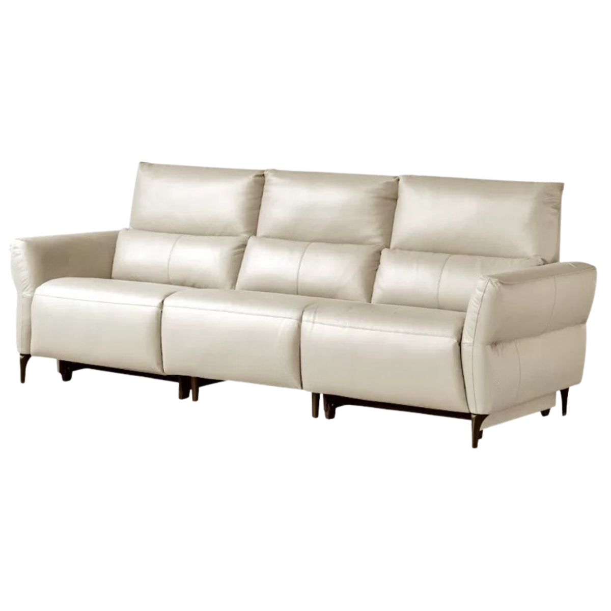 Genuine Leather Power Reclining Sofa with High Back, Single or Dual Power Recliners & USB Charging