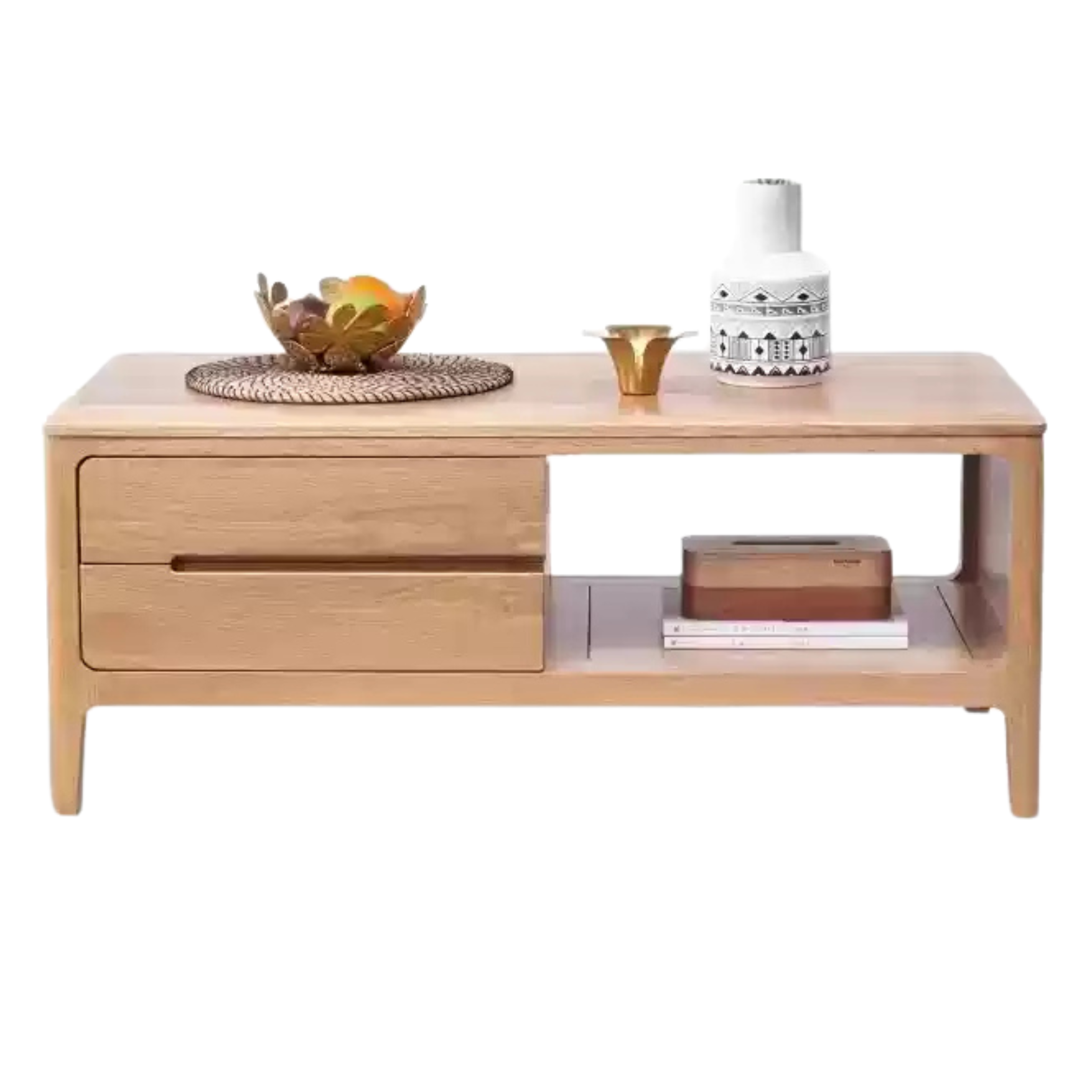 Oak solid wood Coffee table three drawers-