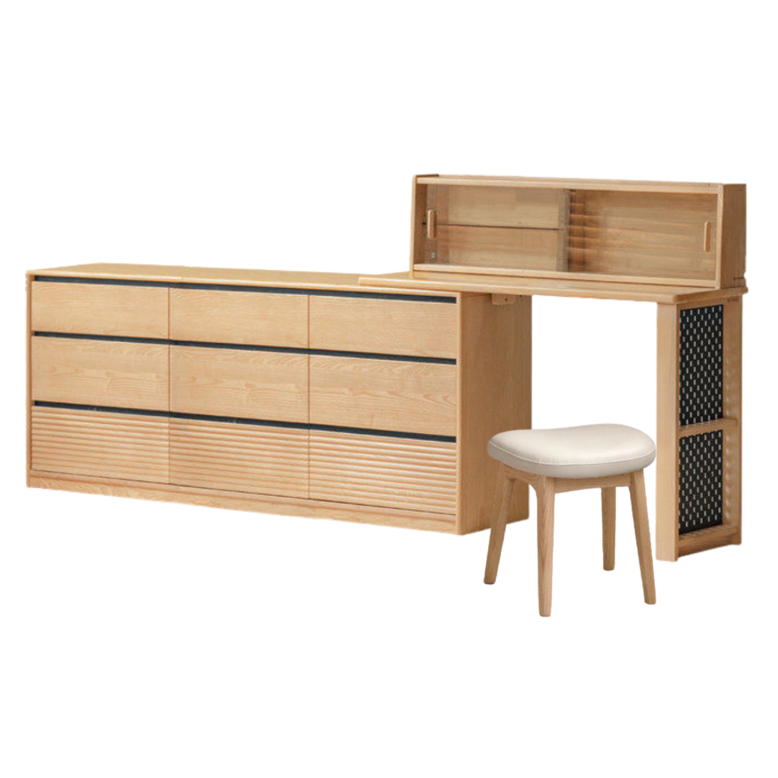 Ash Solid Wood Modern Multi-function Vanity Table.