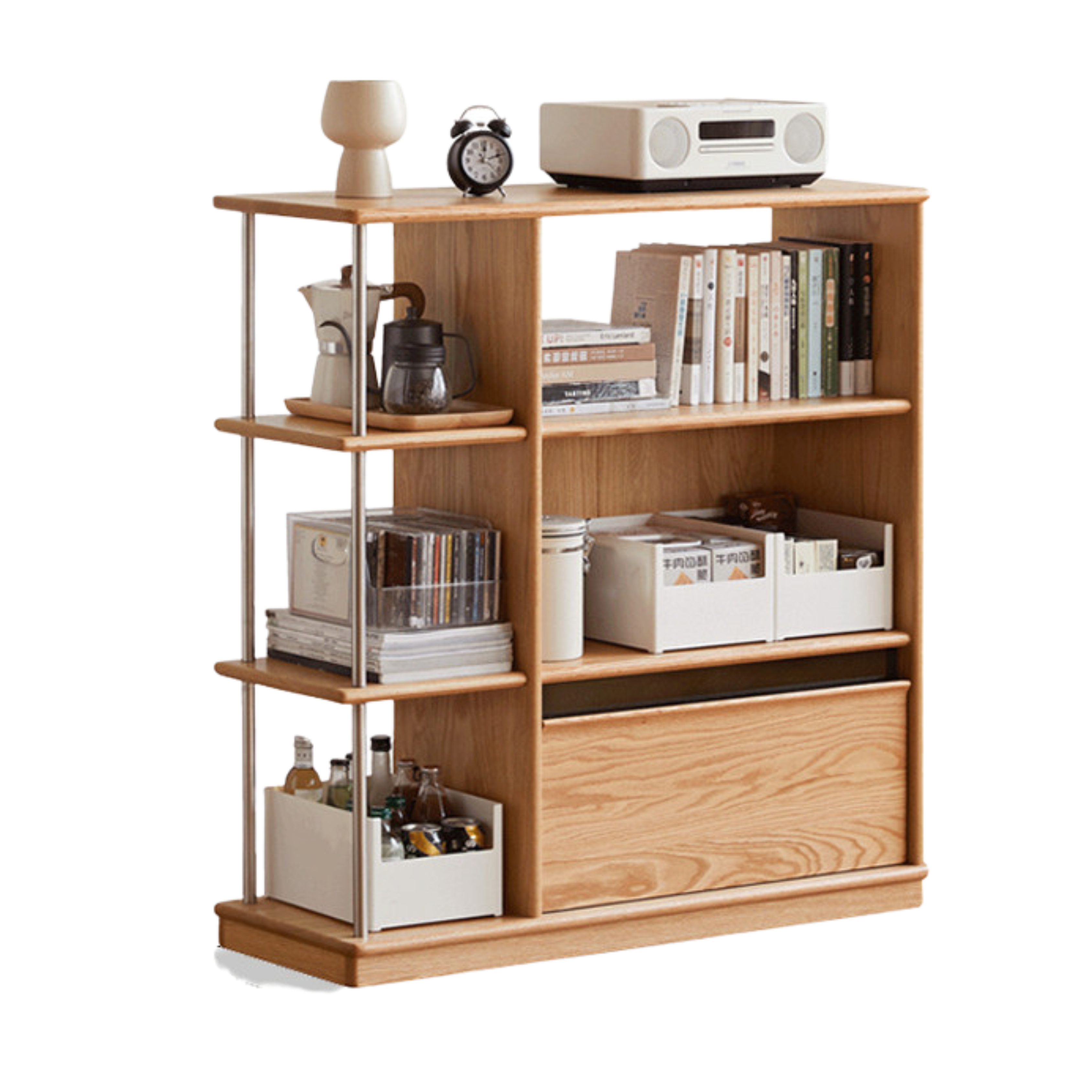 Oak solid wood bookcase modern simple study bookshelf